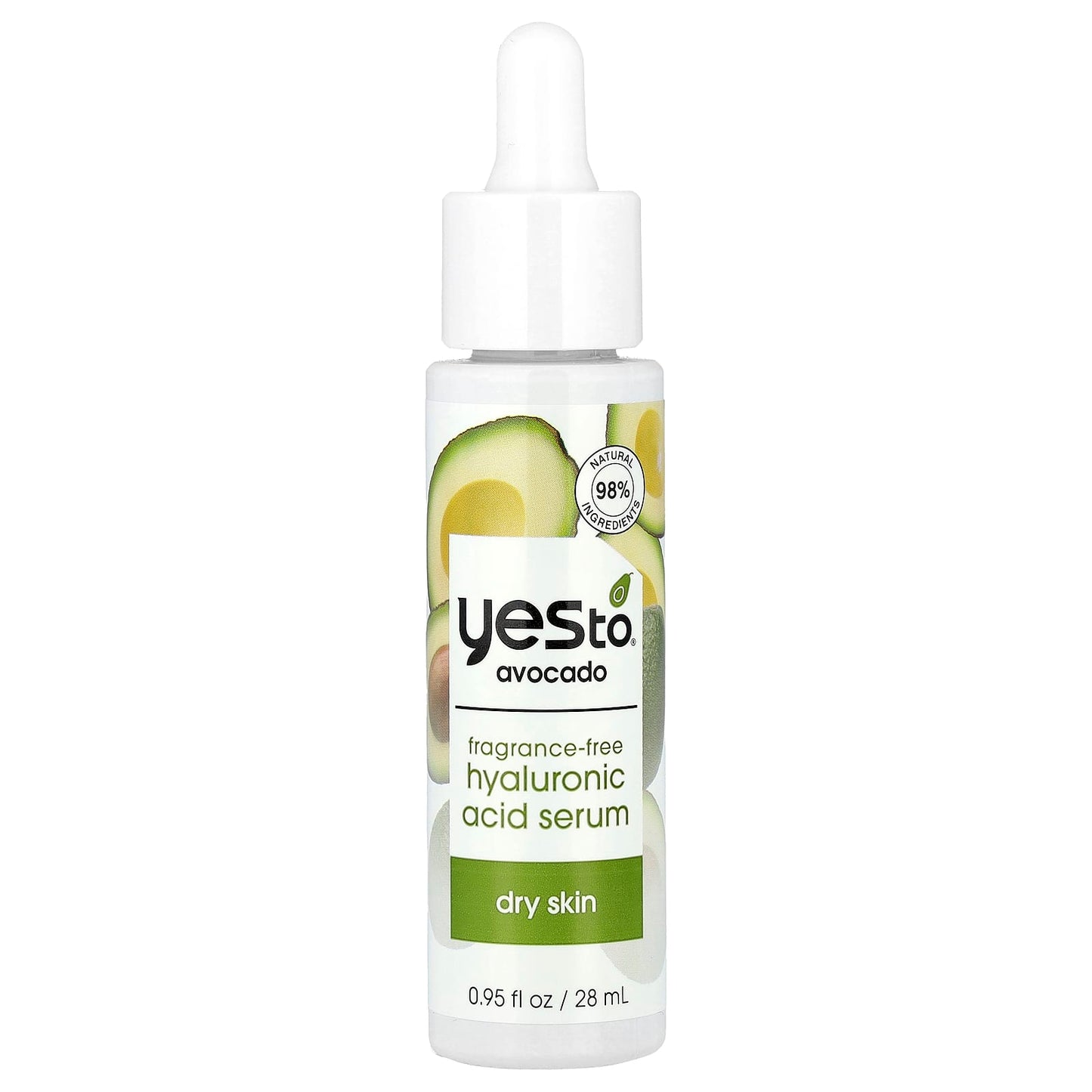 Yes To, Fragrance Free Hyaluronic Acid Serum, Dry Skin, Avocado, 0.95 fl oz (28 ml) - Image 1