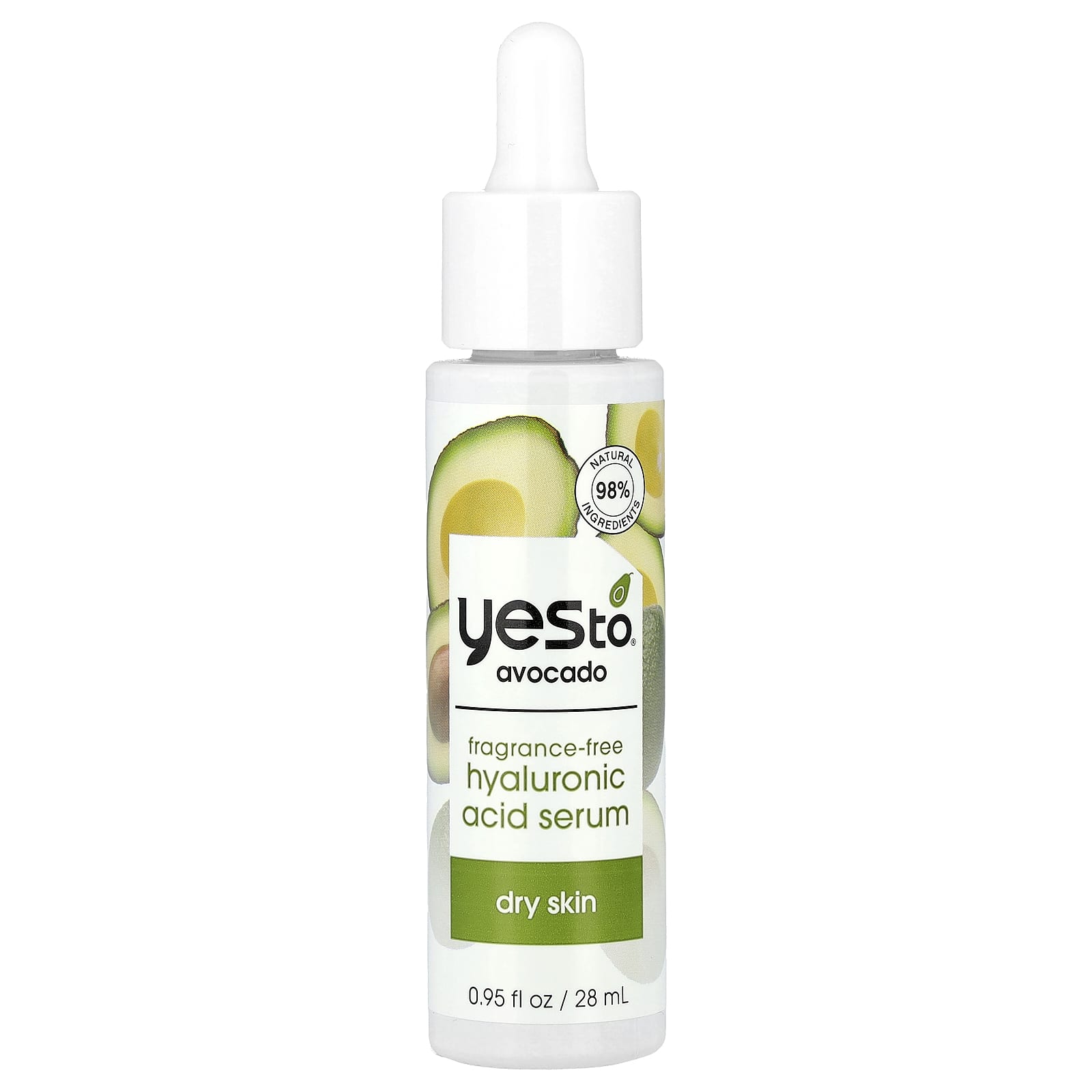 Yes To, Fragrance Free Hyaluronic Acid Serum, Dry Skin, Avocado, 0.95 fl oz (28 ml) - Image 1