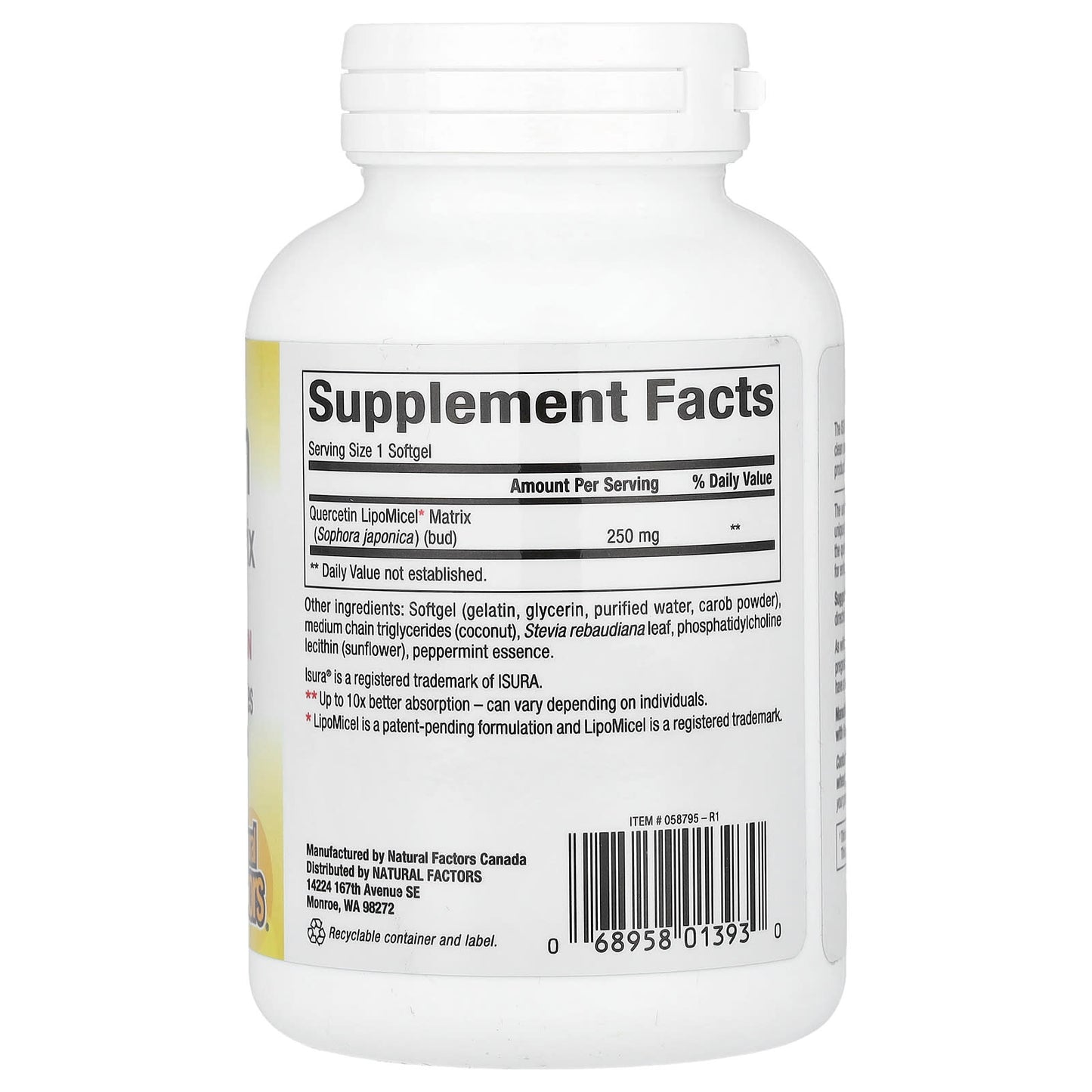 Natural Factors, Quercetin LipoMicel Matrix, 250 mg, 120 Liquid Softgels - Image 2