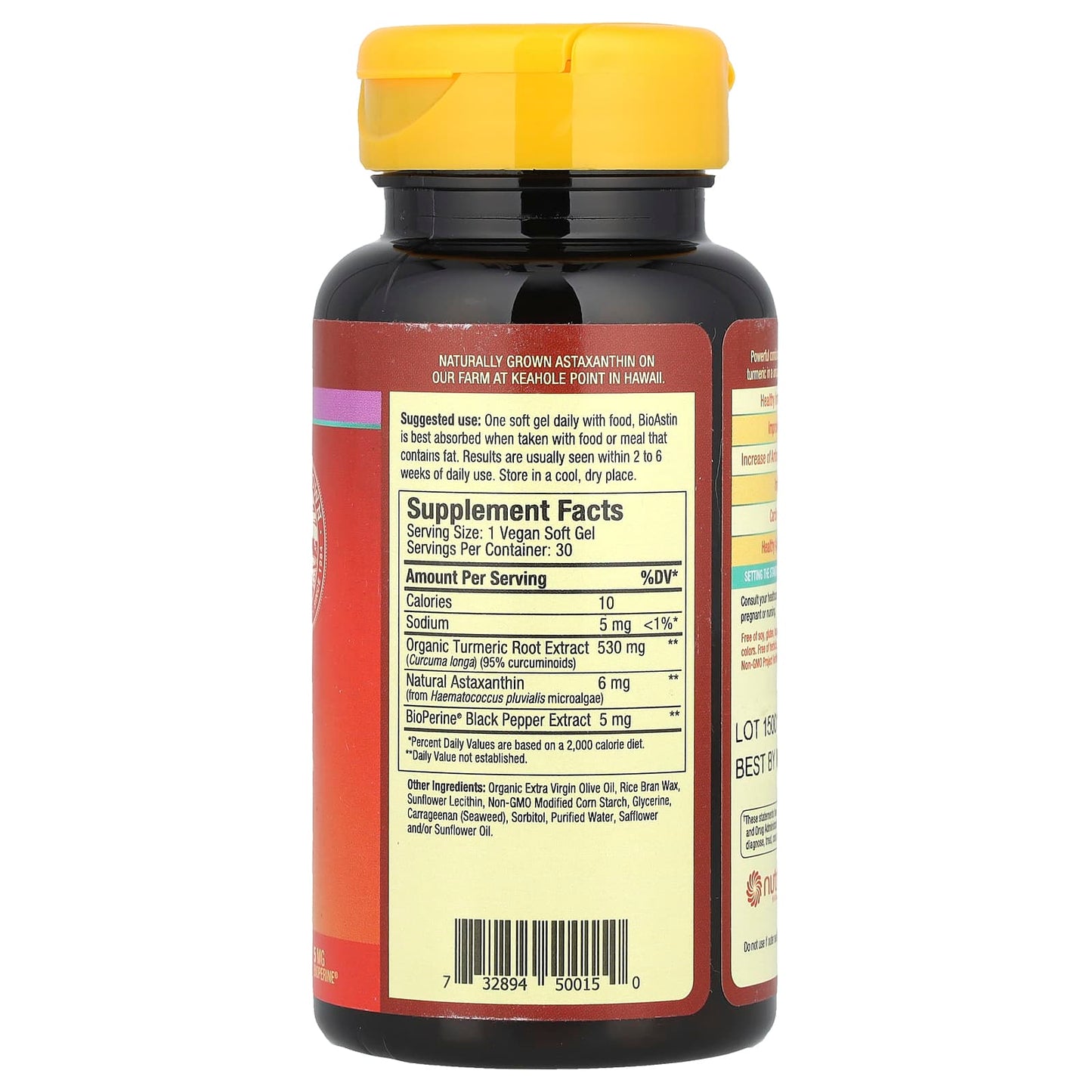 Nutrex Hawaii, Turmericastin™, BioAstin® Hawaiian Astaxanthin®, 30 Vegan Soft Gels - Image 2