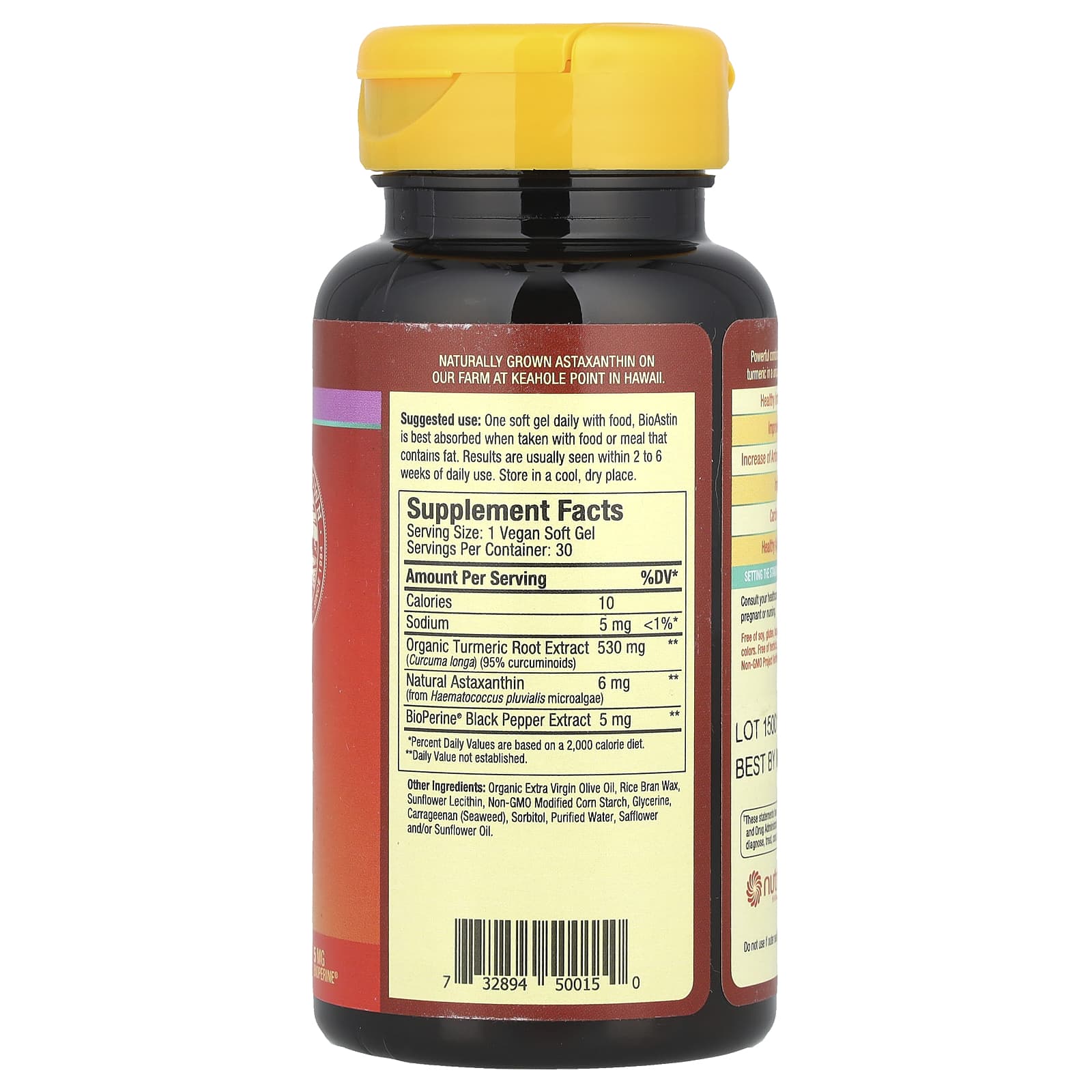 Nutrex Hawaii, Turmericastin™, BioAstin® Hawaiian Astaxanthin®, 30 Vegan Soft Gels - Image 2
