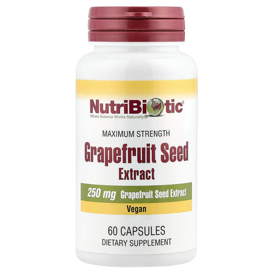 NutriBiotic, Grapefruit Seed Extract, Maximum Strength, 250 mg, 60 Capsules - Image 1