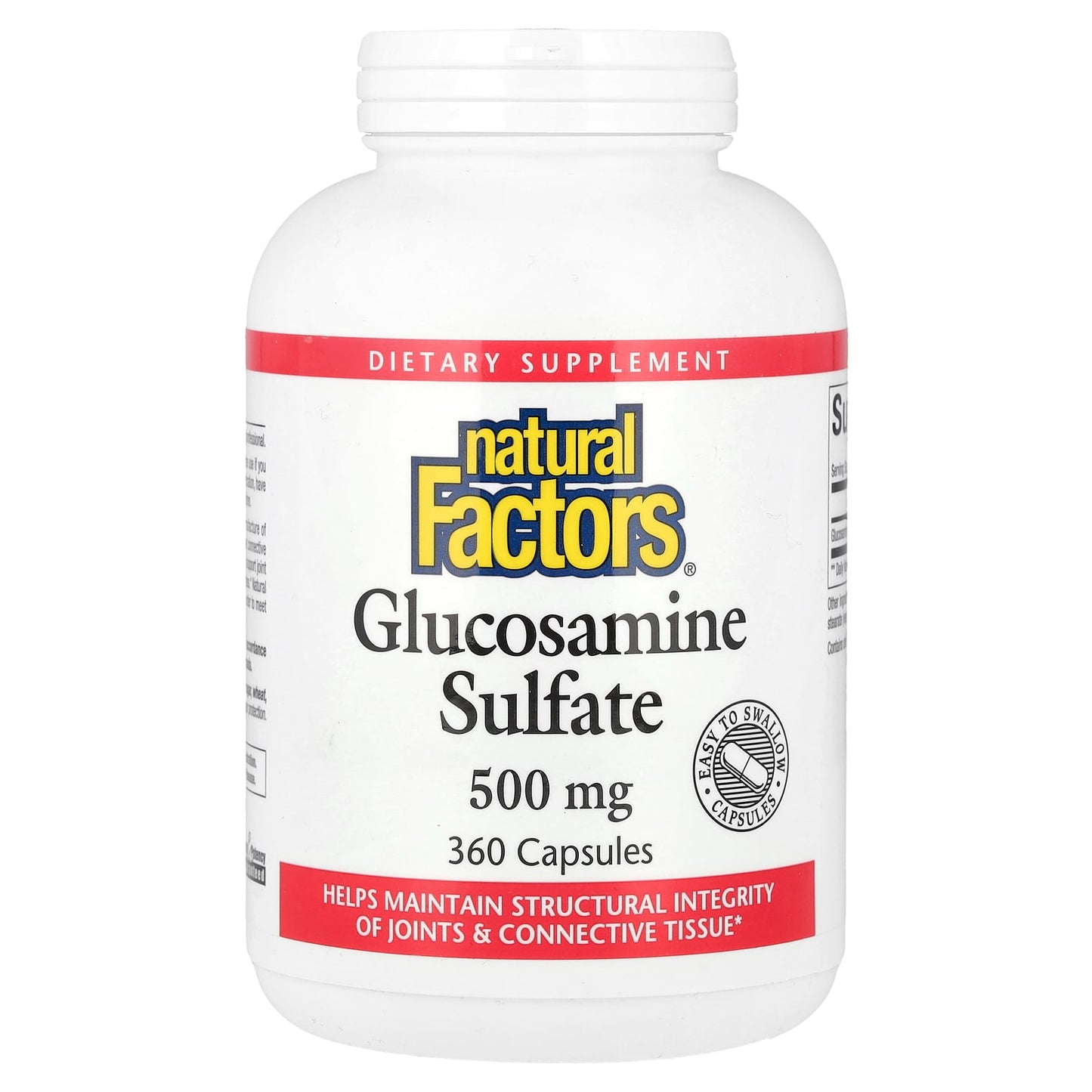 Natural Factors, Glucosamine Sulfate, 500 mg, 360 Capsules - Image 1