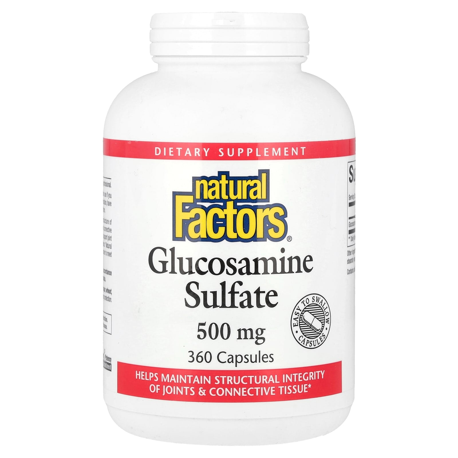 Natural Factors, Glucosamine Sulfate, 500 mg, 360 Capsules - Image 1