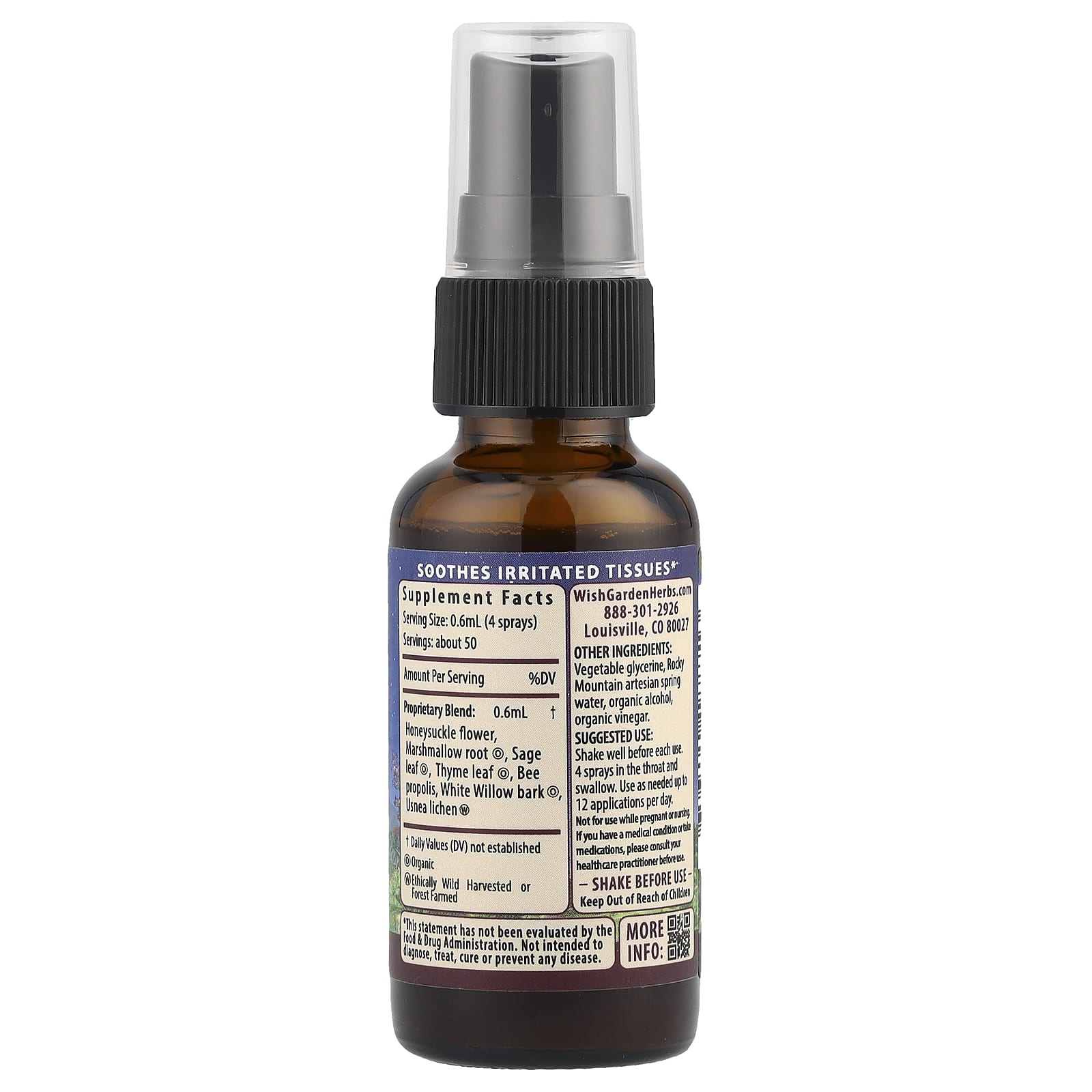 WishGarden Herbs, Kick-Ass™ Throat Spray, 1 fl oz (30 ml) - Image 2