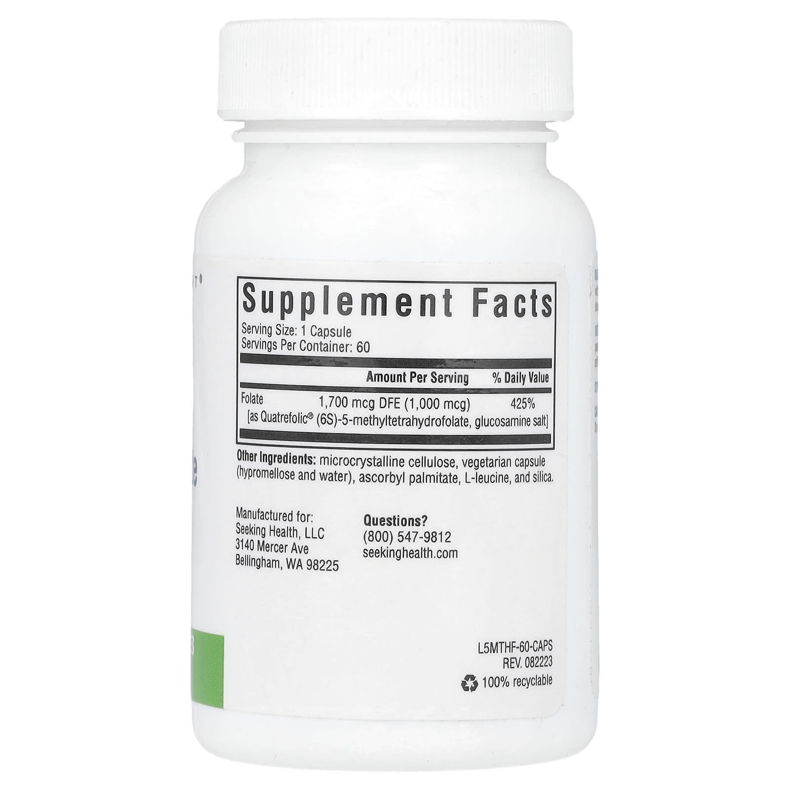 Seeking Health, L-Methylfolate, 1 mg, 60 Vegetarian Capsules - Image 2