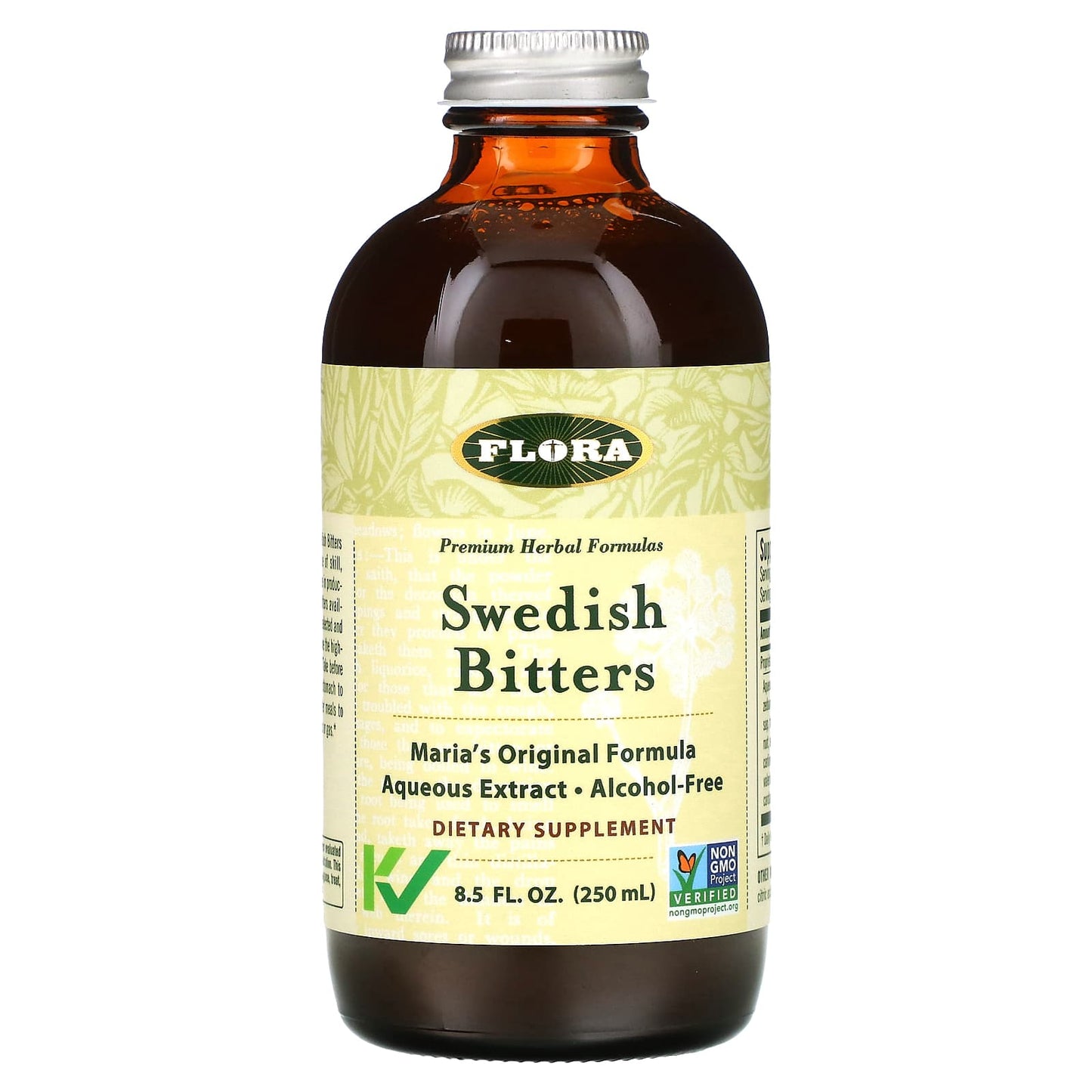 Flora Swedish Bitters, 8.5oz (250ml) - Digestive Relief & Stomach Stimulant - Image 1