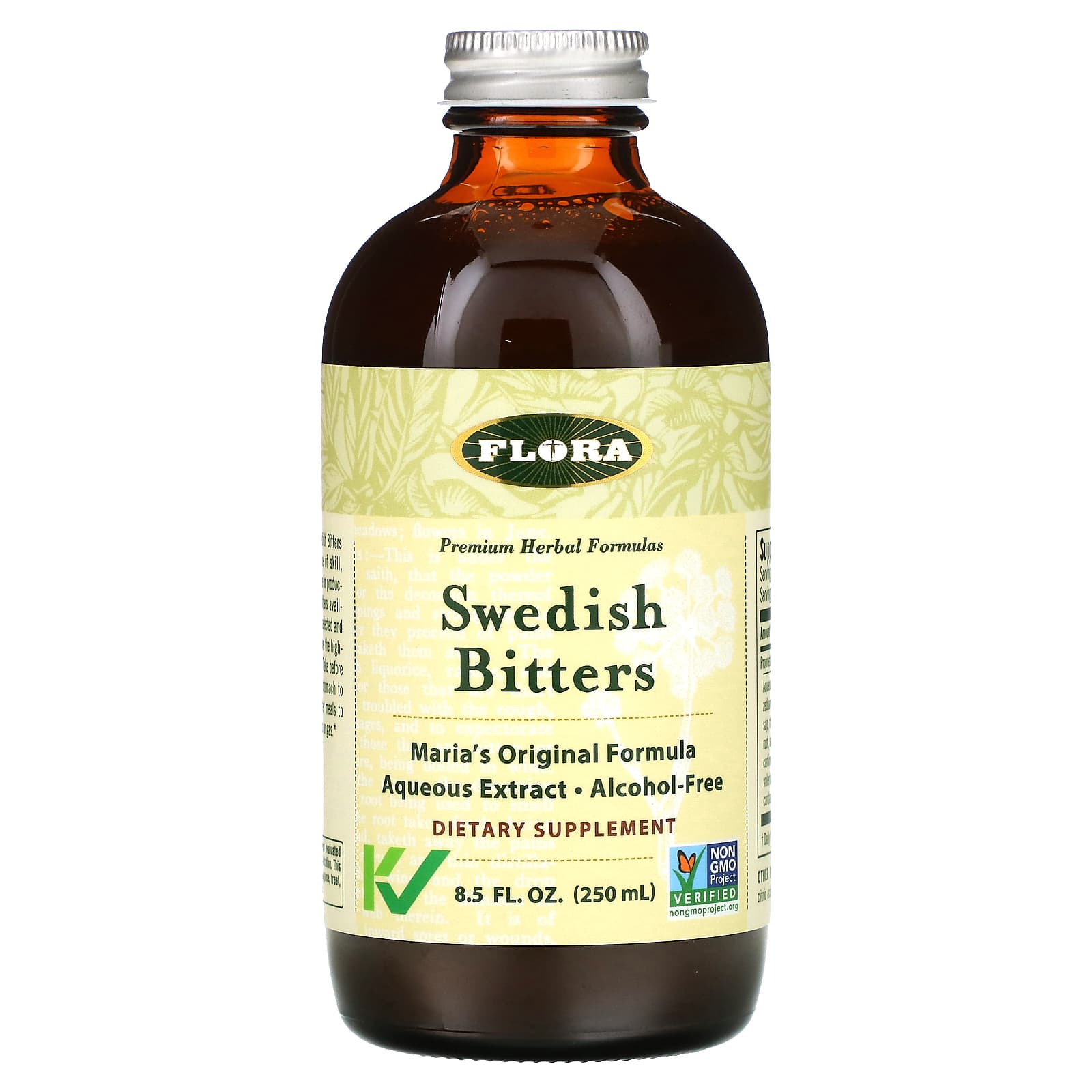 Flora Swedish Bitters, 8.5oz (250ml) - Digestive Relief & Stomach Stimulant - Image 1