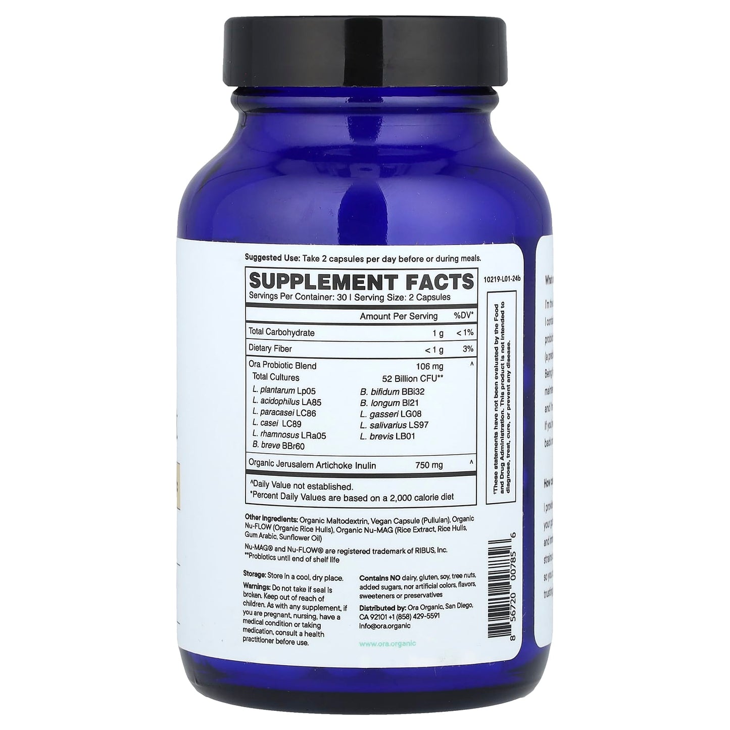 Ora, Trust Your Gut, High Potency Probiotic & Prebiotic, 60 Capsules - Image 2