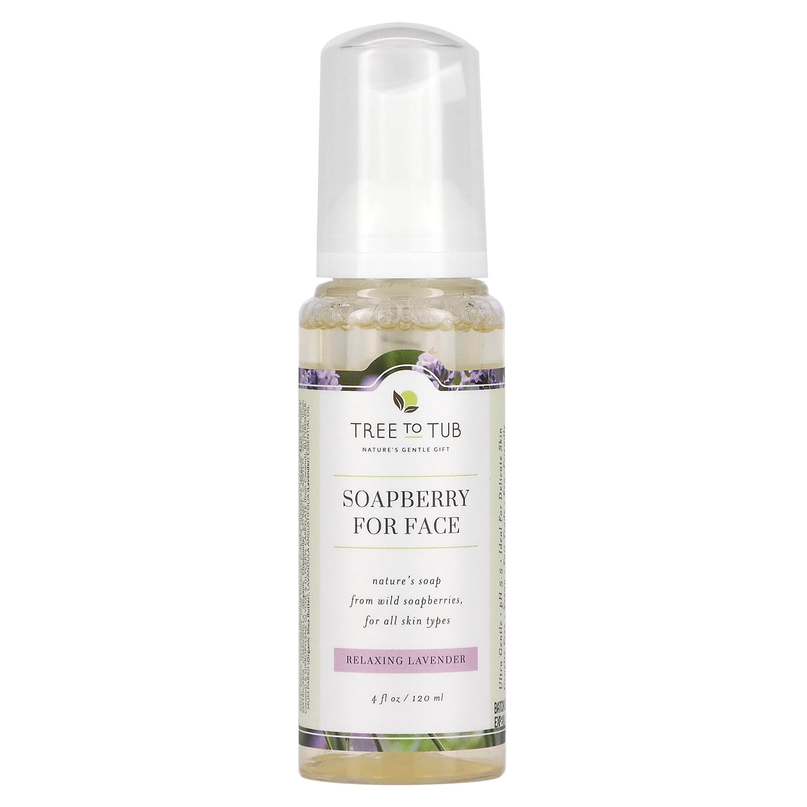 Tree To Tub, Soapberry For Face, For All Skin Types, Relaxing Lavender , 4 fl oz (120 ml) - Image 1