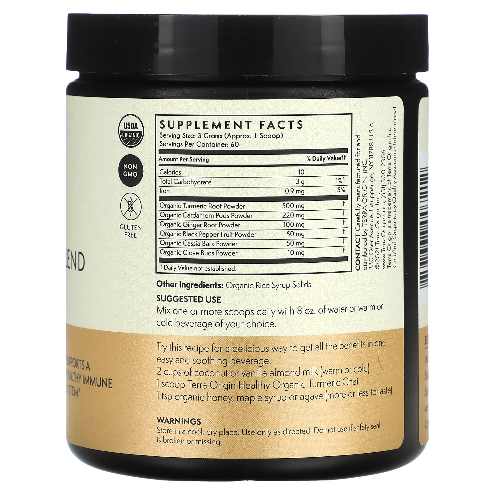 Terra Origin, Organic Turmeric Blend, Chai, 6.35 oz (180 g) - Image 2