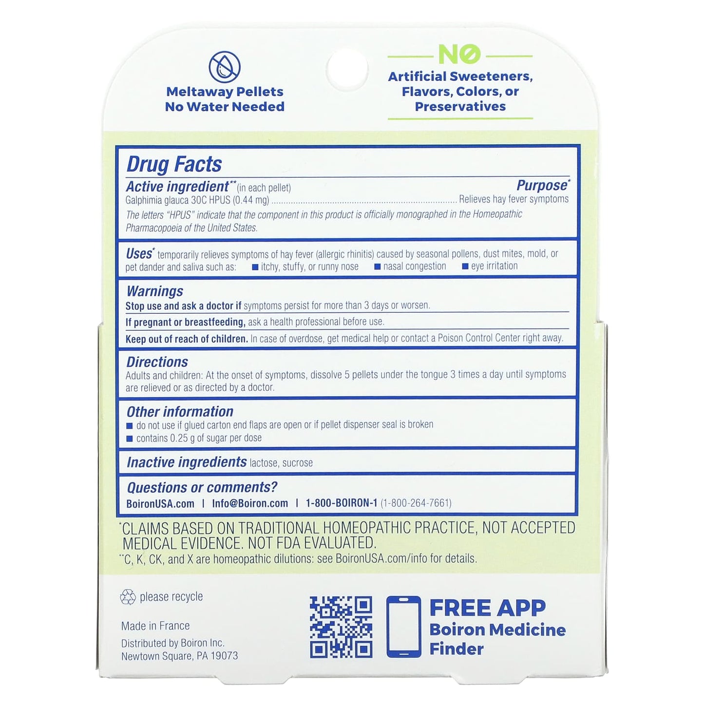 Boiron Galphimia Meltaway Pellets for Hay Fever Relief - 3 Tubes, 80 Pellets Each - Image 2