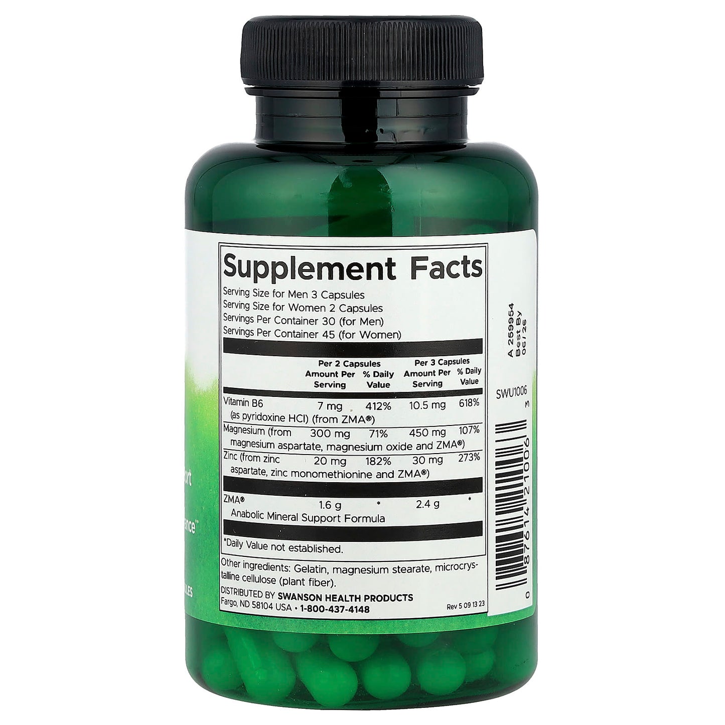 Swanson, ZMA®, Anabolic Mineral Support, 90 Capsules - Image 2