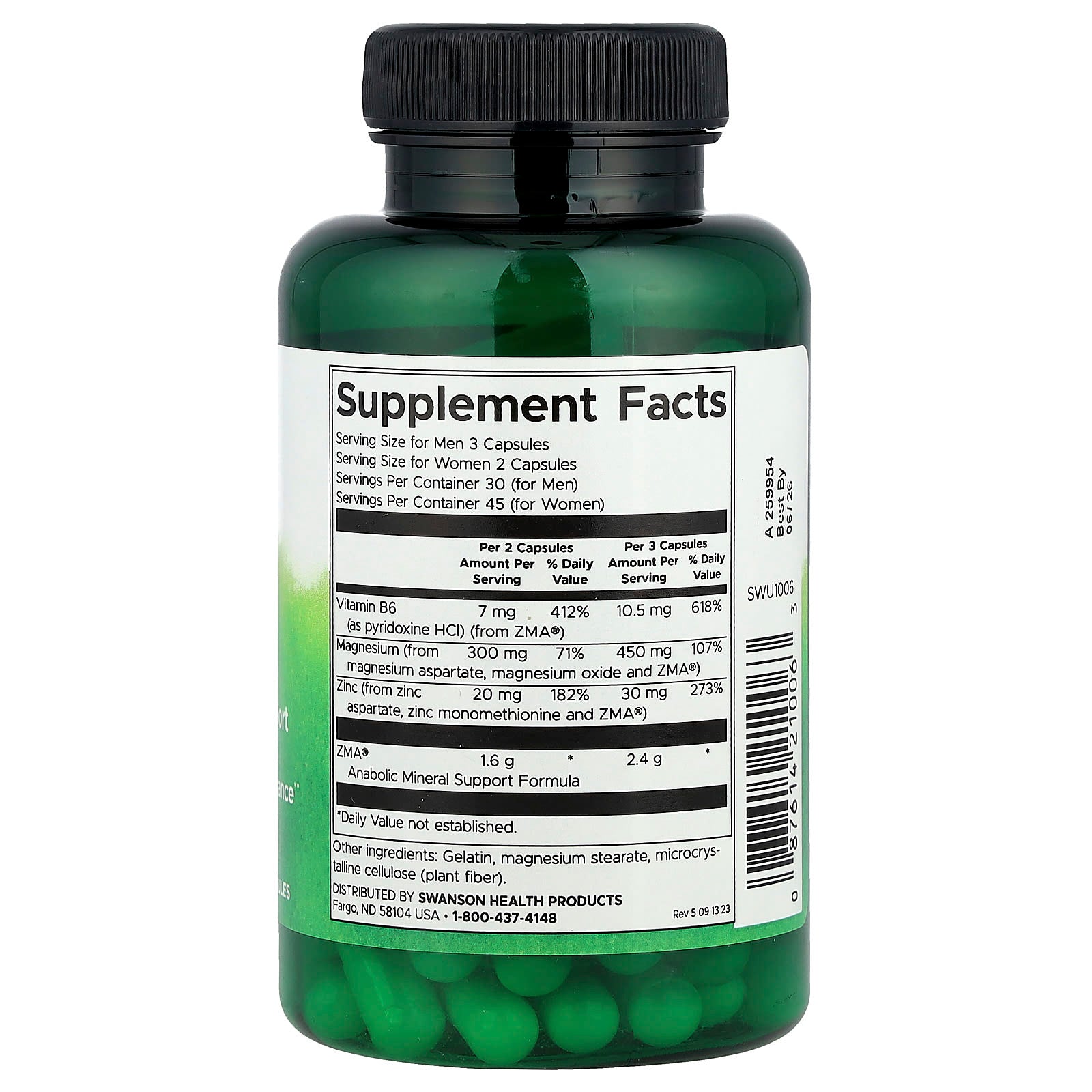 Swanson, ZMA®, Anabolic Mineral Support, 90 Capsules - Image 2