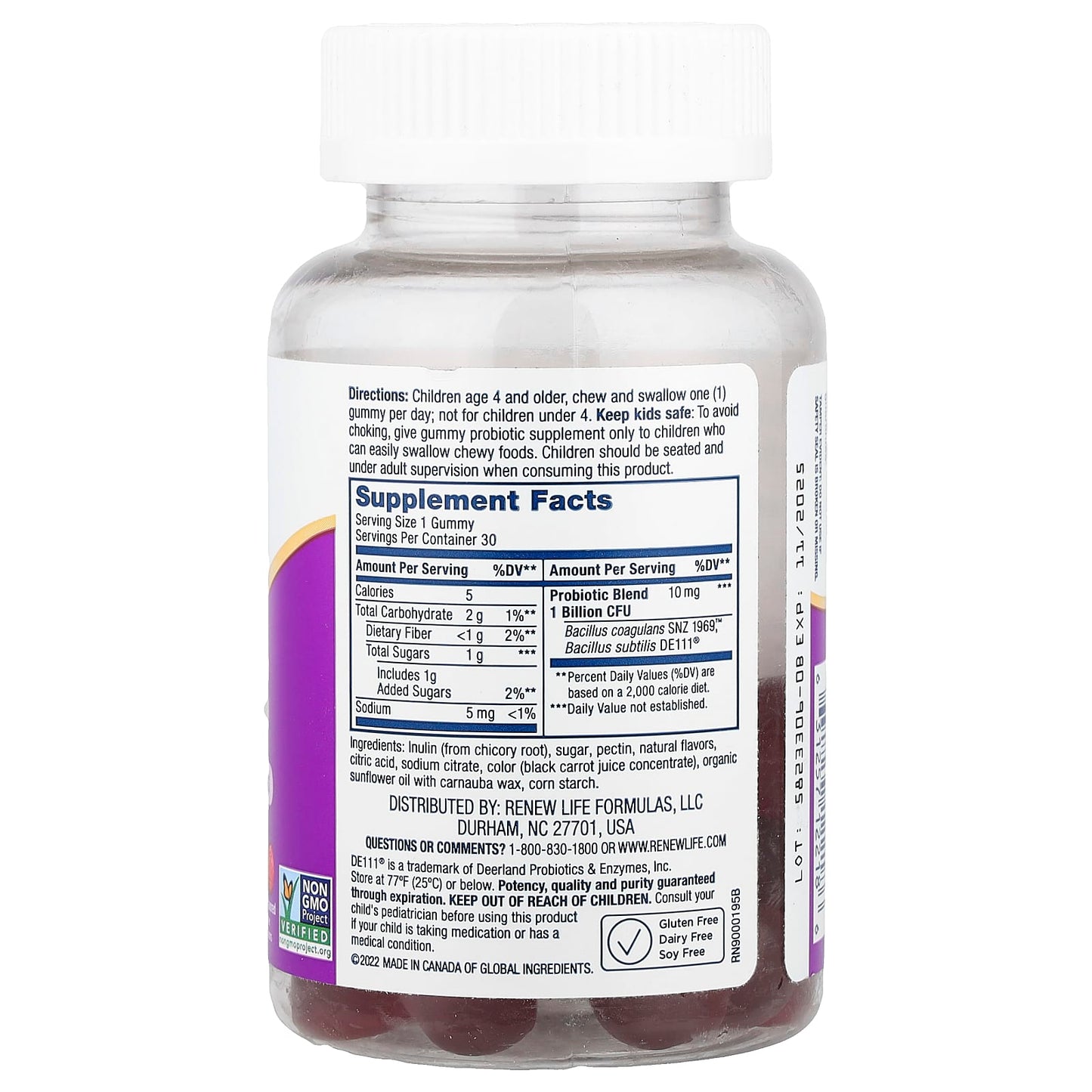 Renew Life, Kids Tummy Gummy, Prebiotics and Probiotics, Raspberry, 30 Gummies - Image 2