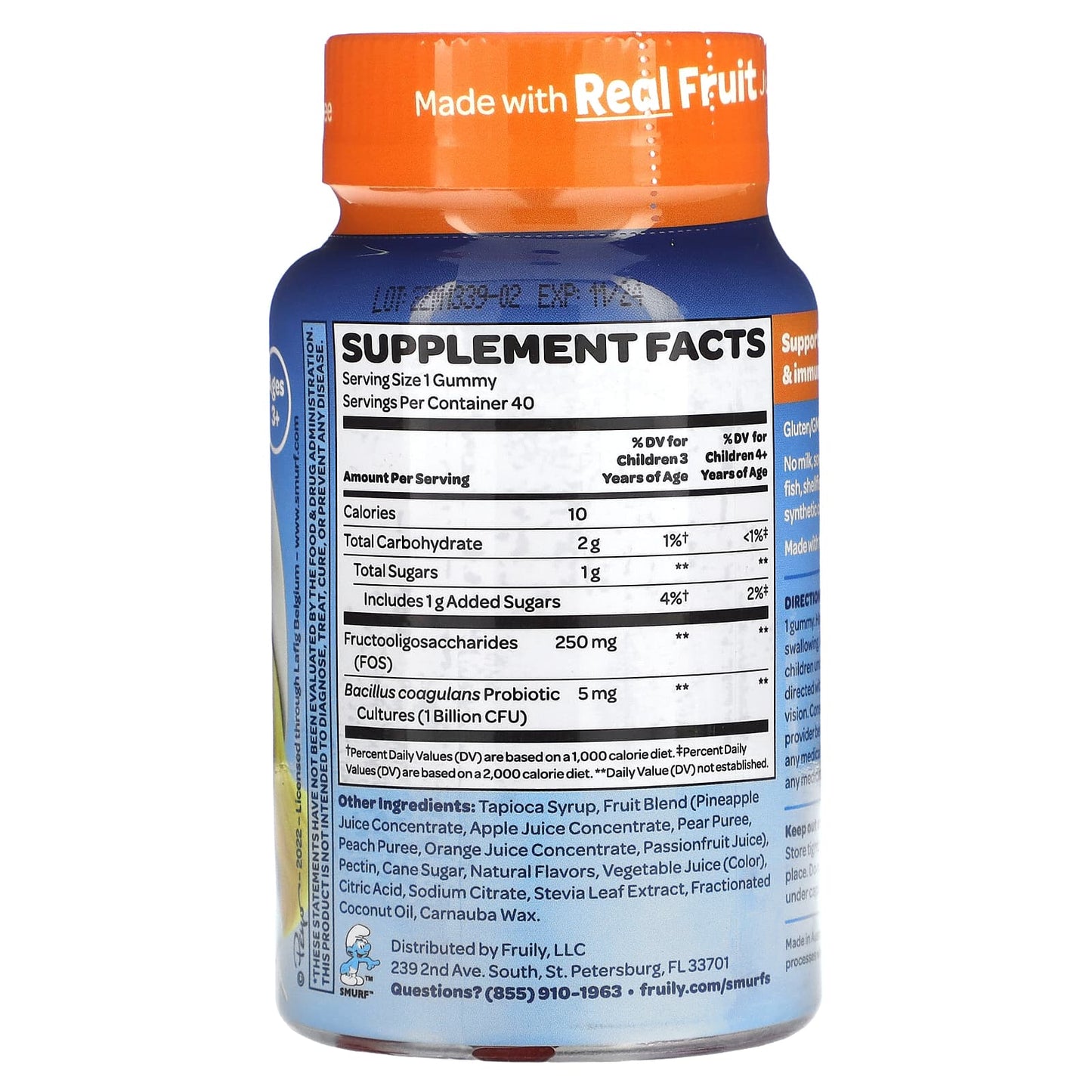 The Smurfs, Kids Gummy, Digestive Probiotic, Ages 3+, Smurf Berry, 40 Gummies - Image 2