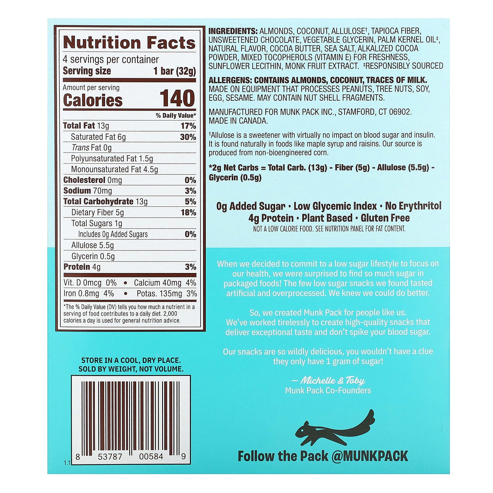 Munk Pack, Chewy Granola Bar, Coconut Chocolate Chip,  4 Bars, 1.12 oz (32 g) Each - Image 2
