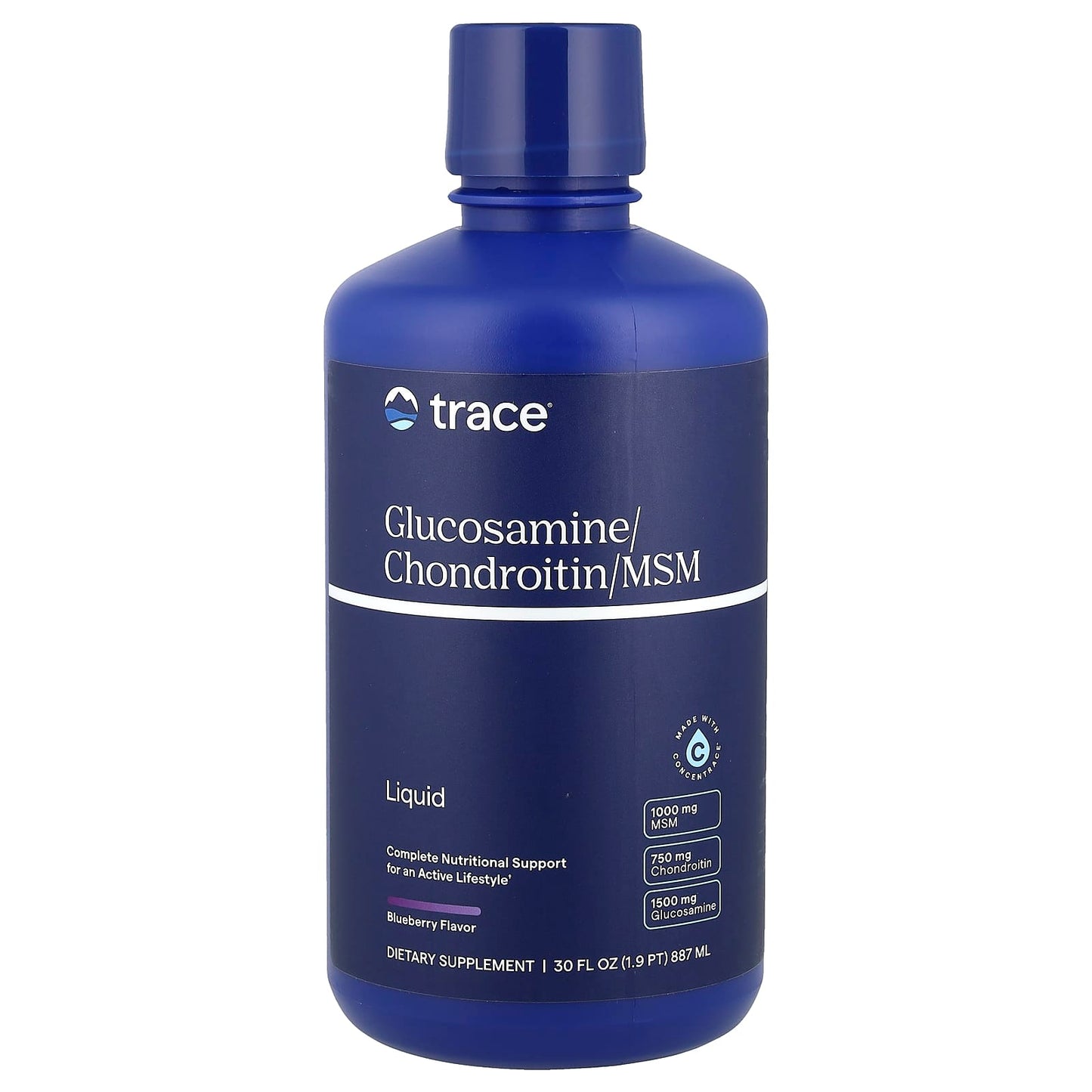 Trace, Liquid Glucosamine/Chondroitin/MSM, Blueberry, 30 fl oz (887 ml) - Image 1