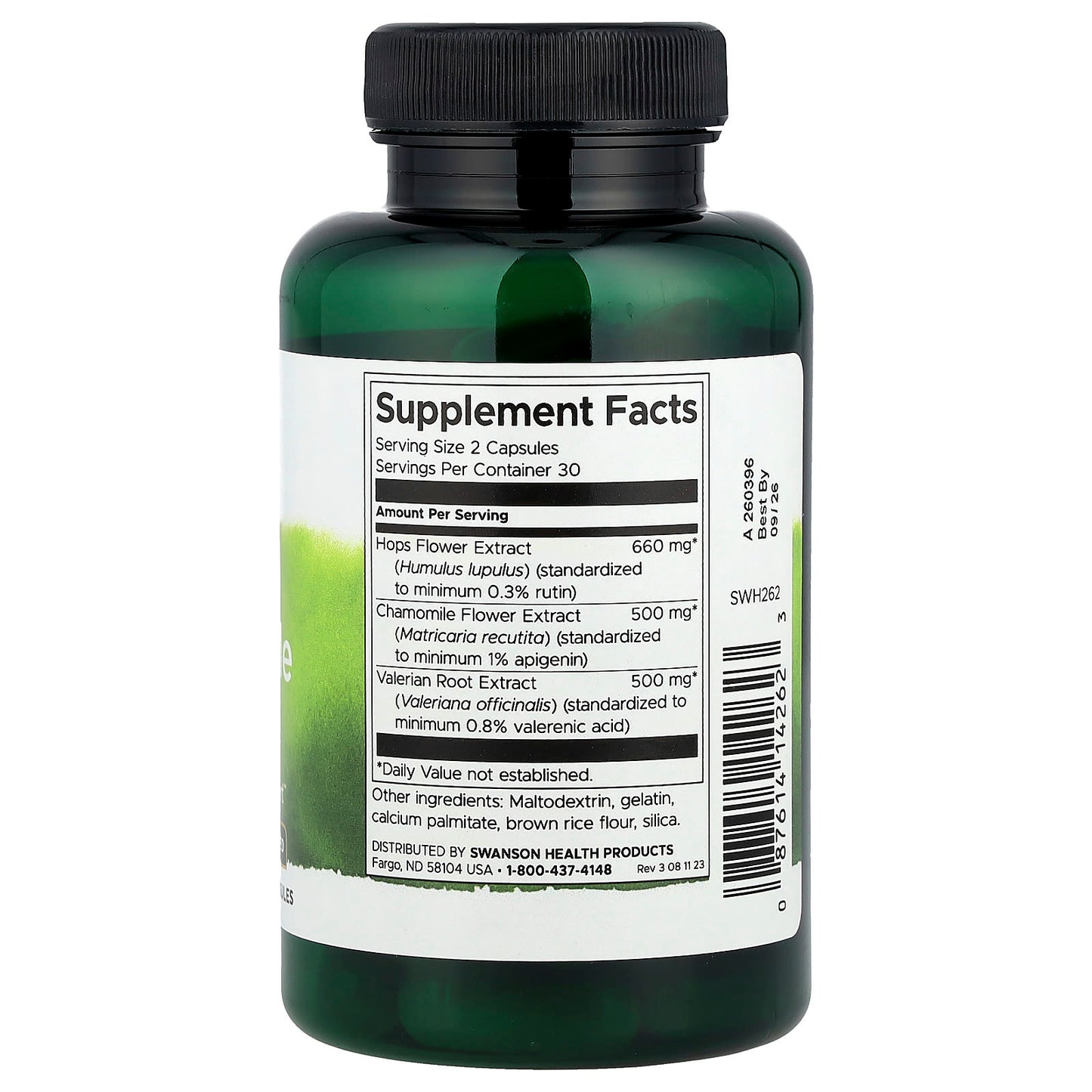 Swanson, Valerian Chamomile Hops, 60 Capsules - Image 2