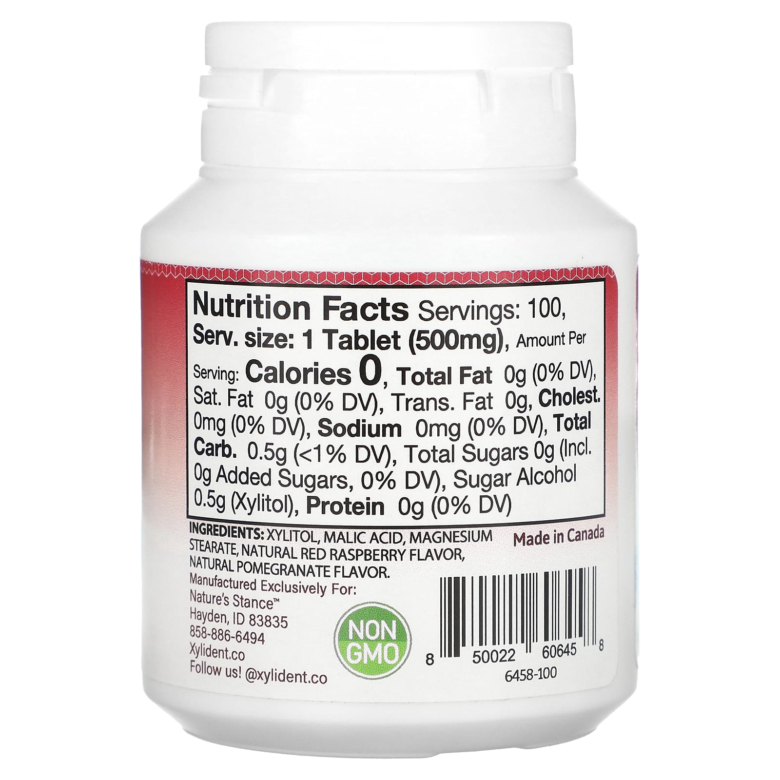 XyliDENT, Dry Mouth, Moisturizing Tablets with Xylitol, Pomegranate Raspberry, 100 Tablets, 1.76 oz (50 g) - Image 2