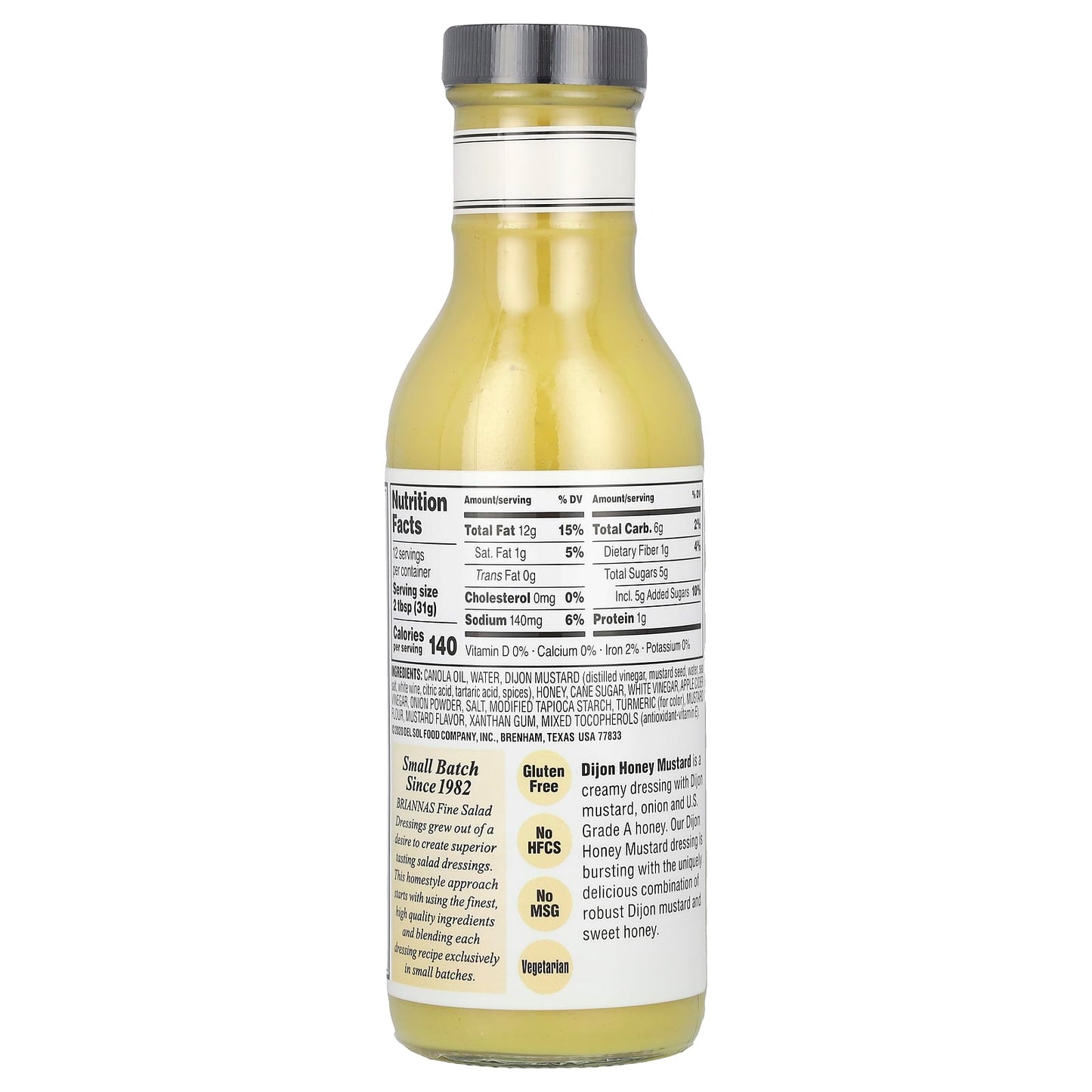 Dijon Honey Mustard Salad Dressing by Briannas, 12 fl oz - Image 2
