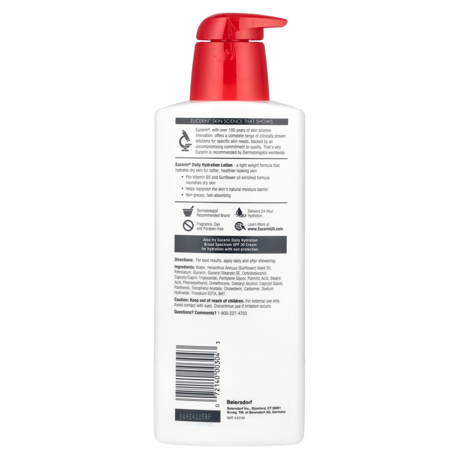 Eucerin Daily Hydration Lotion, Fragrance Free, 16.9 fl oz - Image 2