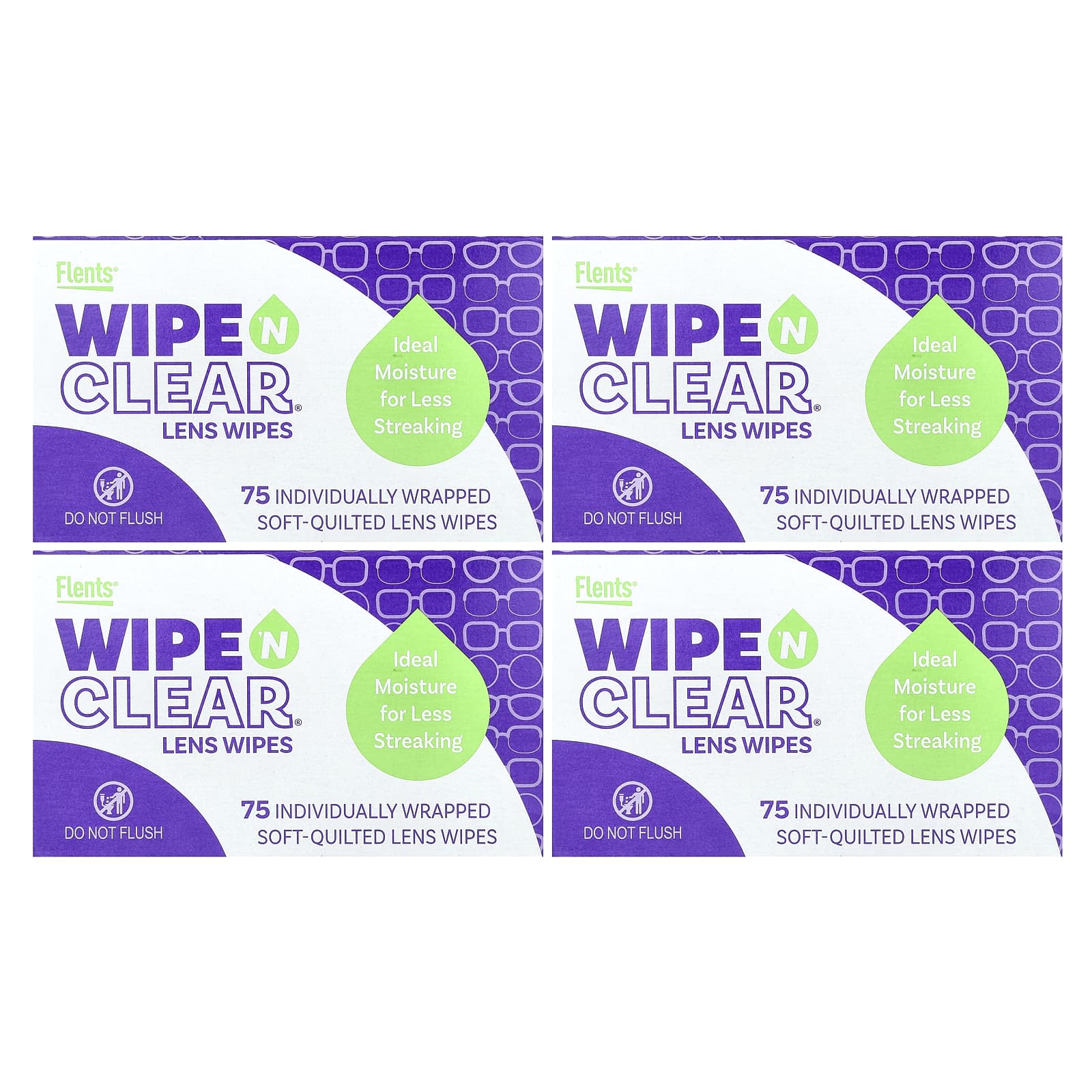 Flents Wipe 'n Clear Lens Wipes - 75 Individually Wrapped Soft-Quilted Lens Wipes - Image 1