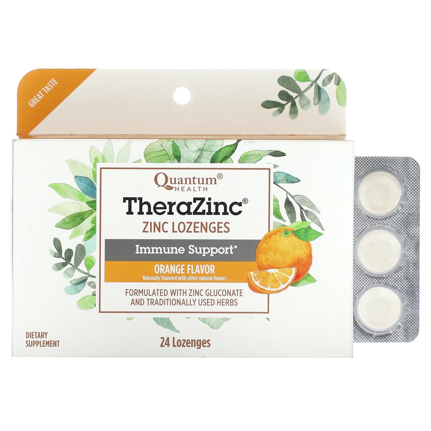 Quantum Health, TheraZinc, Zinc Lozenges, Orange, 24 Lozenges - Image 1