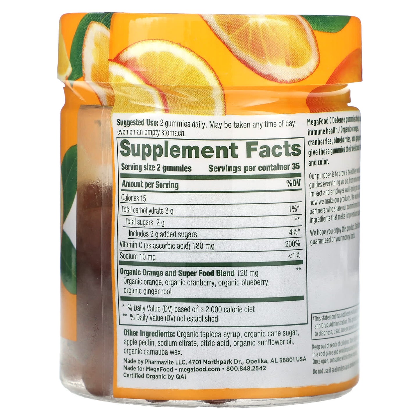 MegaFood, C Defense, Tangy Citrus, 70 Gummies - Image 2
