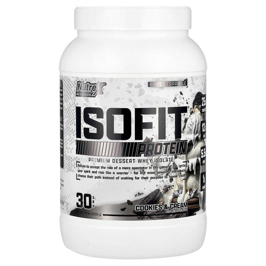 Nutrex Research, IsoFit® Protein, Premium Dessert Isolate, Cookies & Cream, 2.3 lbs (1,050 g) - Image 1