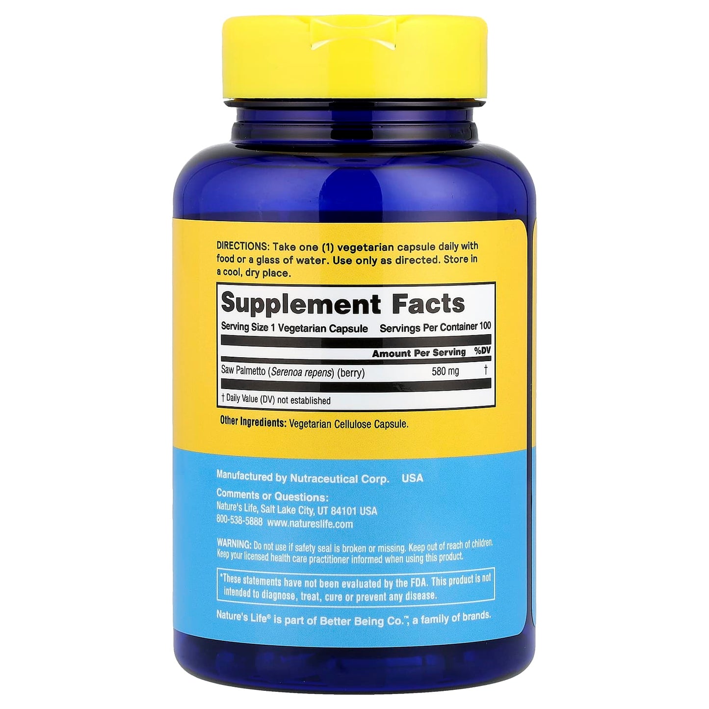 Nature's Life, Saw Palmetto, 580 mg, 100 Capsules - Image 2