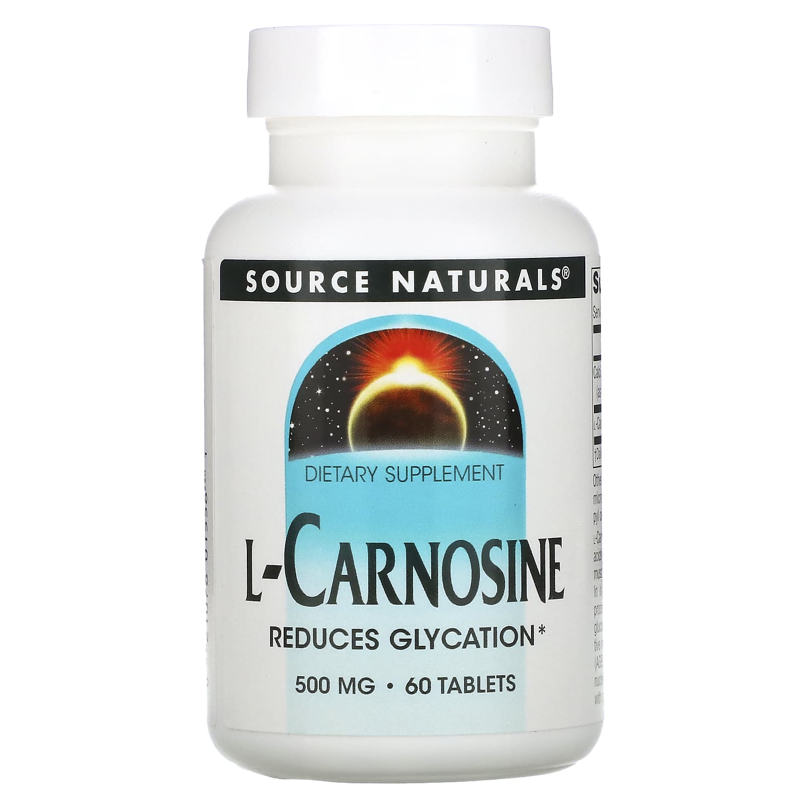 Source Naturals, L-Carnosine, 500 mg, 60 Tablets - Image 1