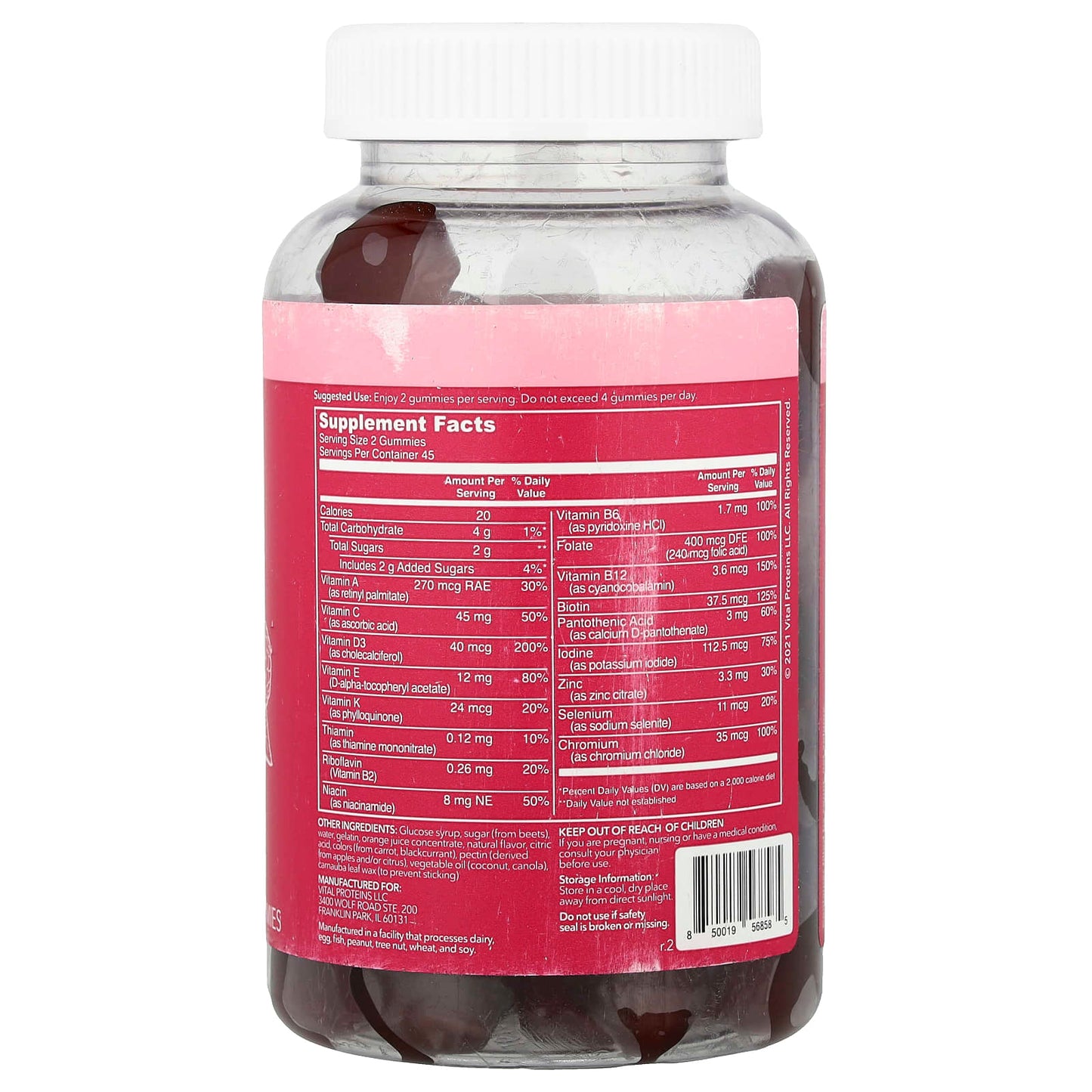 Vital Proteins, Women's Multi Gummies, Raspberry, 90 Gummies - Image 2
