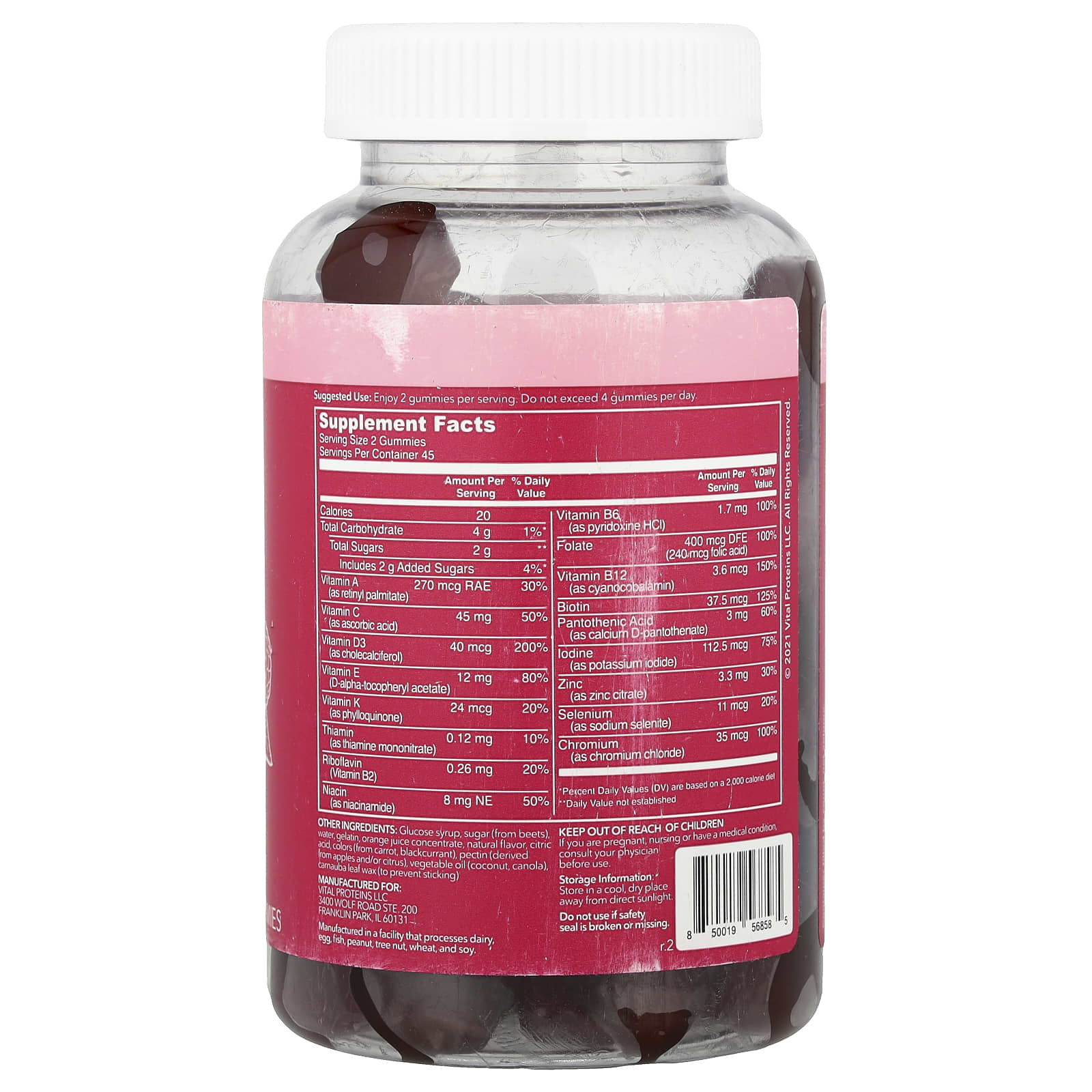 Vital Proteins, Women's Multi Gummies, Raspberry, 90 Gummies - Image 2