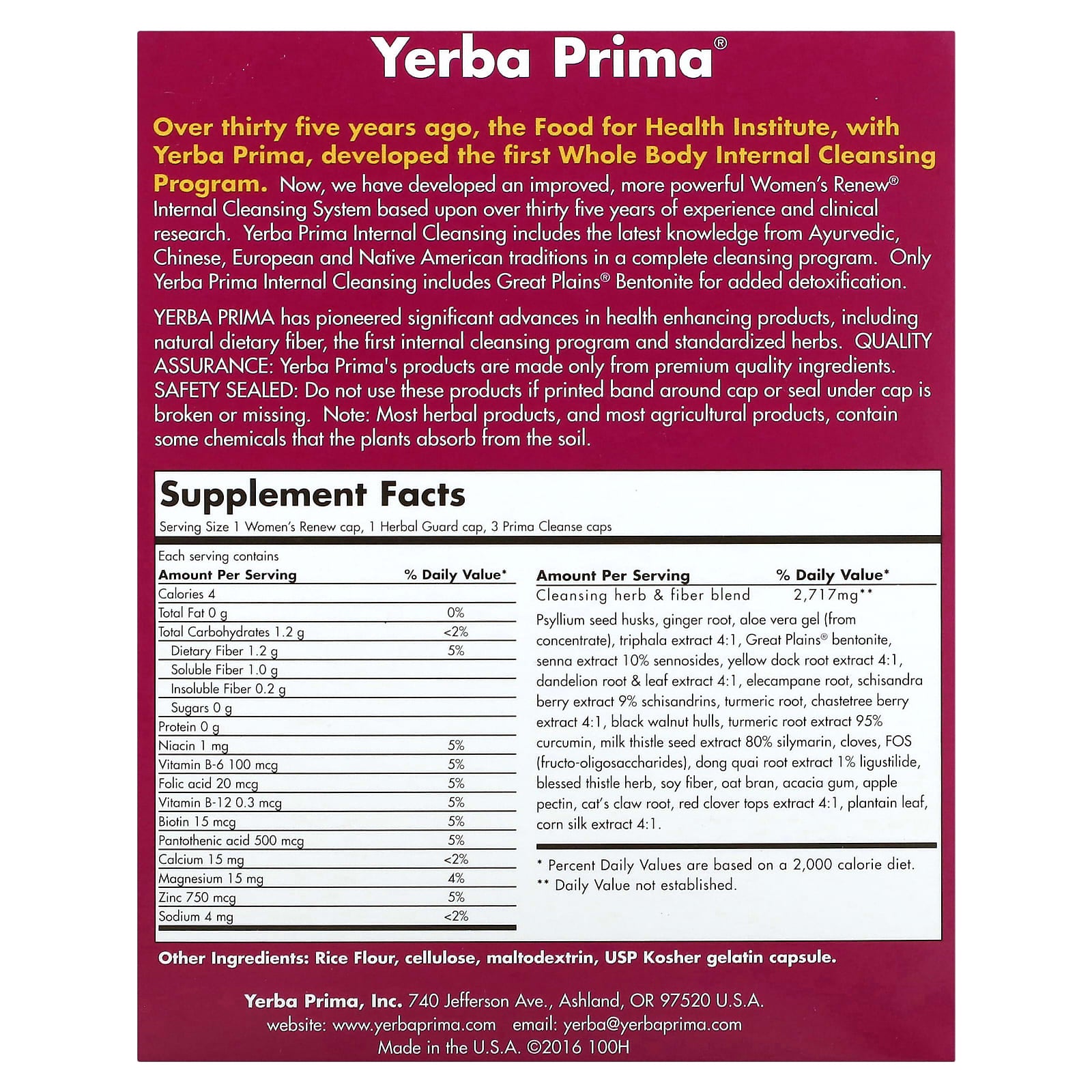 Yerba Prima, Women's Renew Internal Cleansing, 3 Part Program, 300 Capsules - Image 2