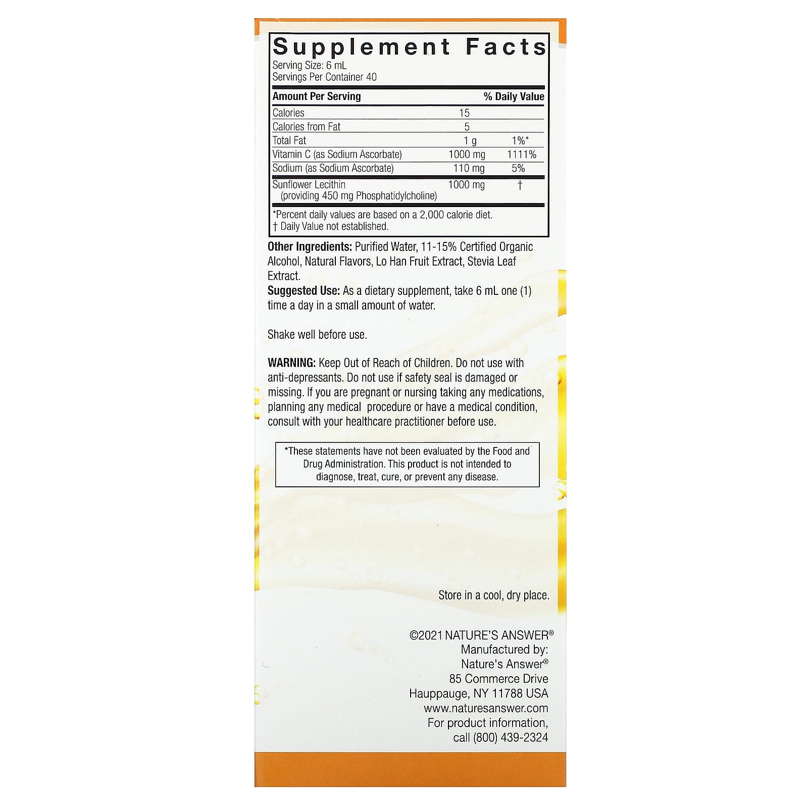 Nature's Answer, Epifytosomes, Liposomal Vitamin C -1000, 8 oz (240 ml) - Image 2