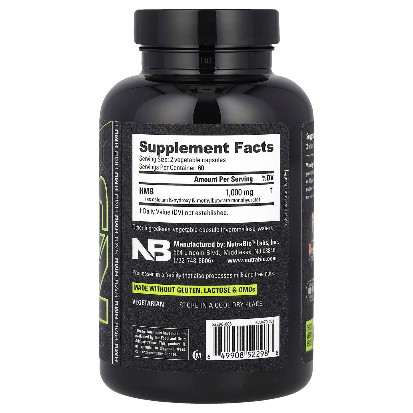 NutraBio, Performance, HMB, 120 Capsules (500 mg per Capsule) - Image 2