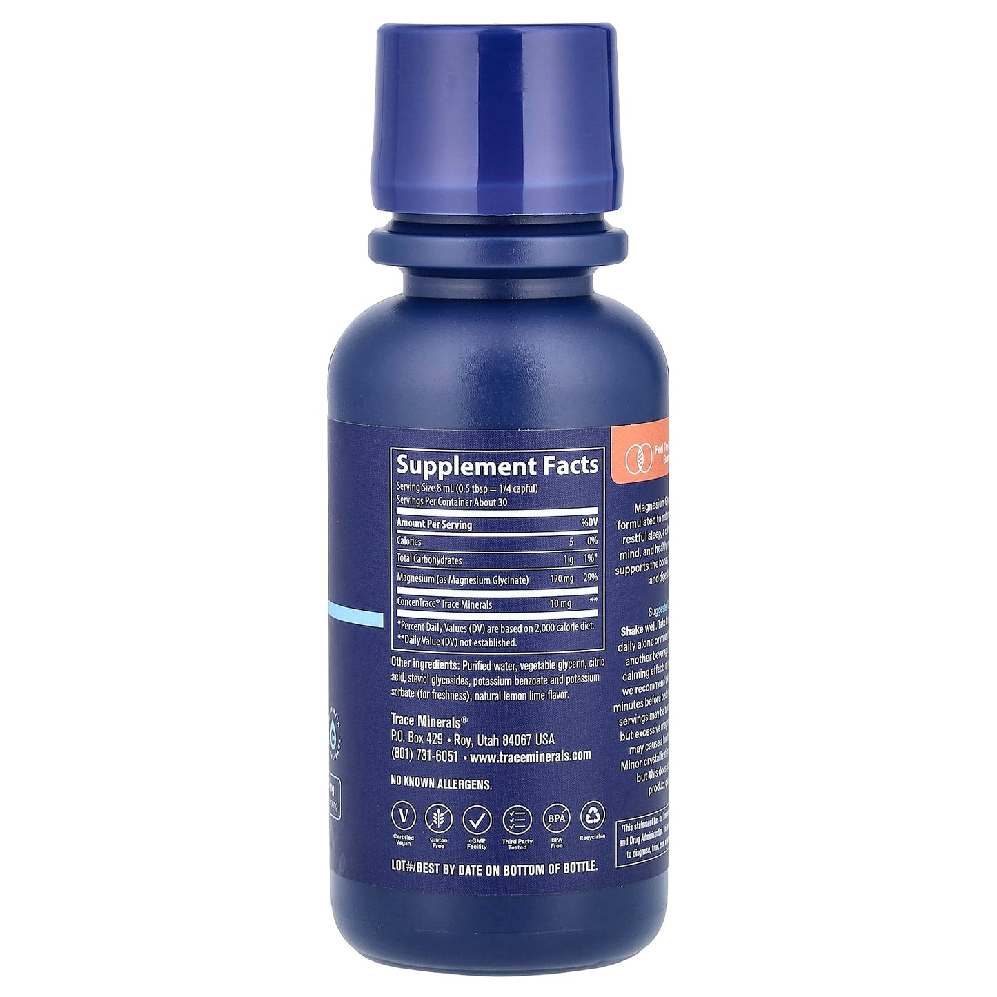 Trace, Liquid Magnesium Glycinate, Lemon Line, 8 fl oz (237 ml) - Image 2
