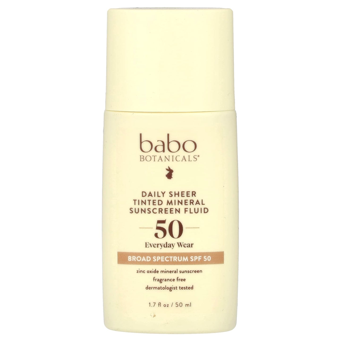 Natural Mineral Sunscreen Fluid by Babo Botanicals, SPF 50, Fragrance Free, 1.7 fl oz - Image 1
