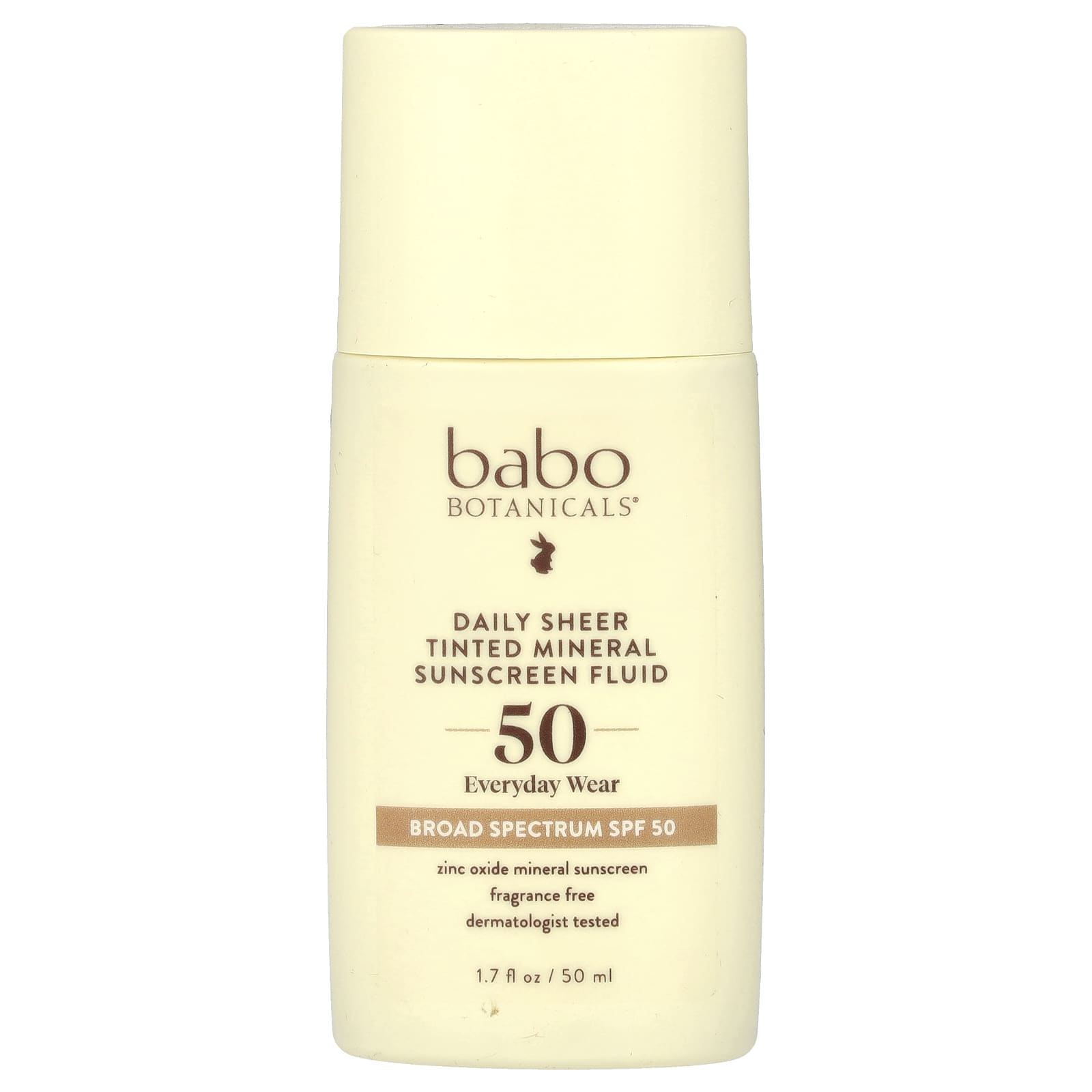 Natural Mineral Sunscreen Fluid by Babo Botanicals, SPF 50, Fragrance Free, 1.7 fl oz - Image 1