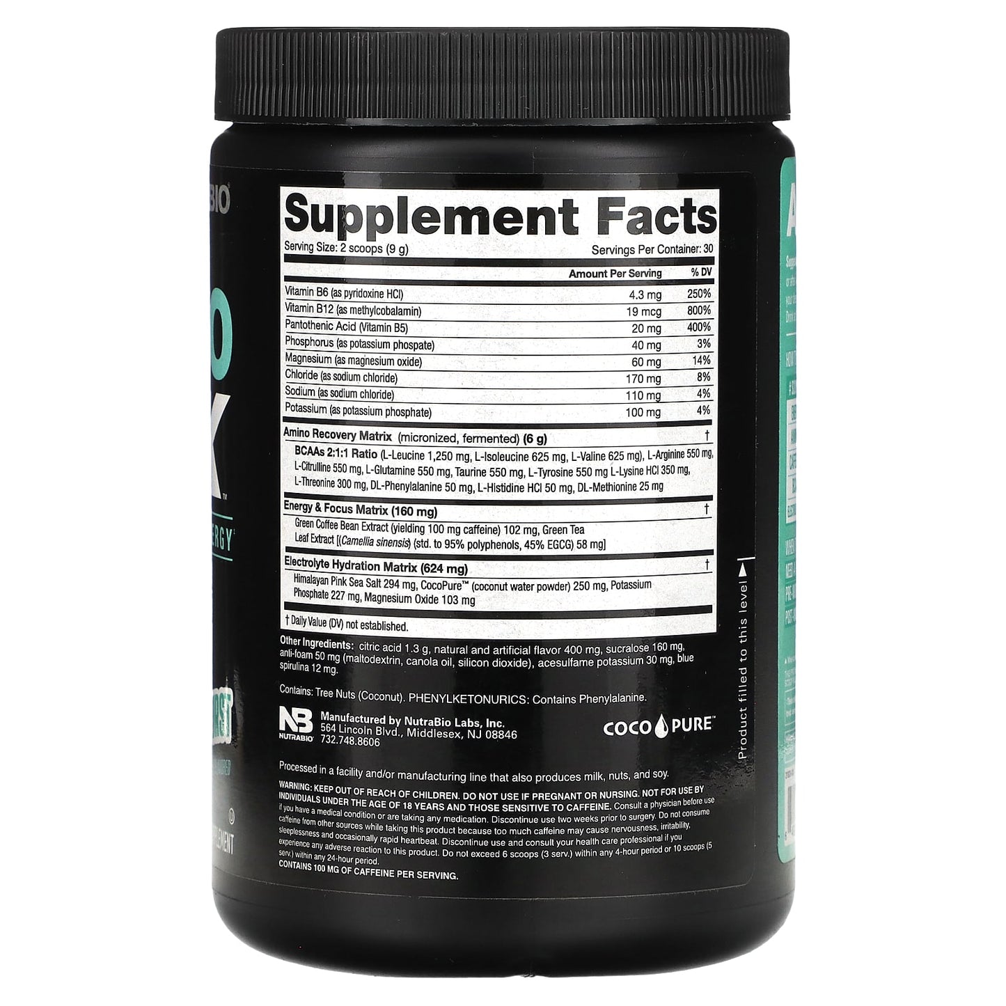 NutraBio, Amino Kick, Baja Burst, 0.6 lb (271 g) - Image 2