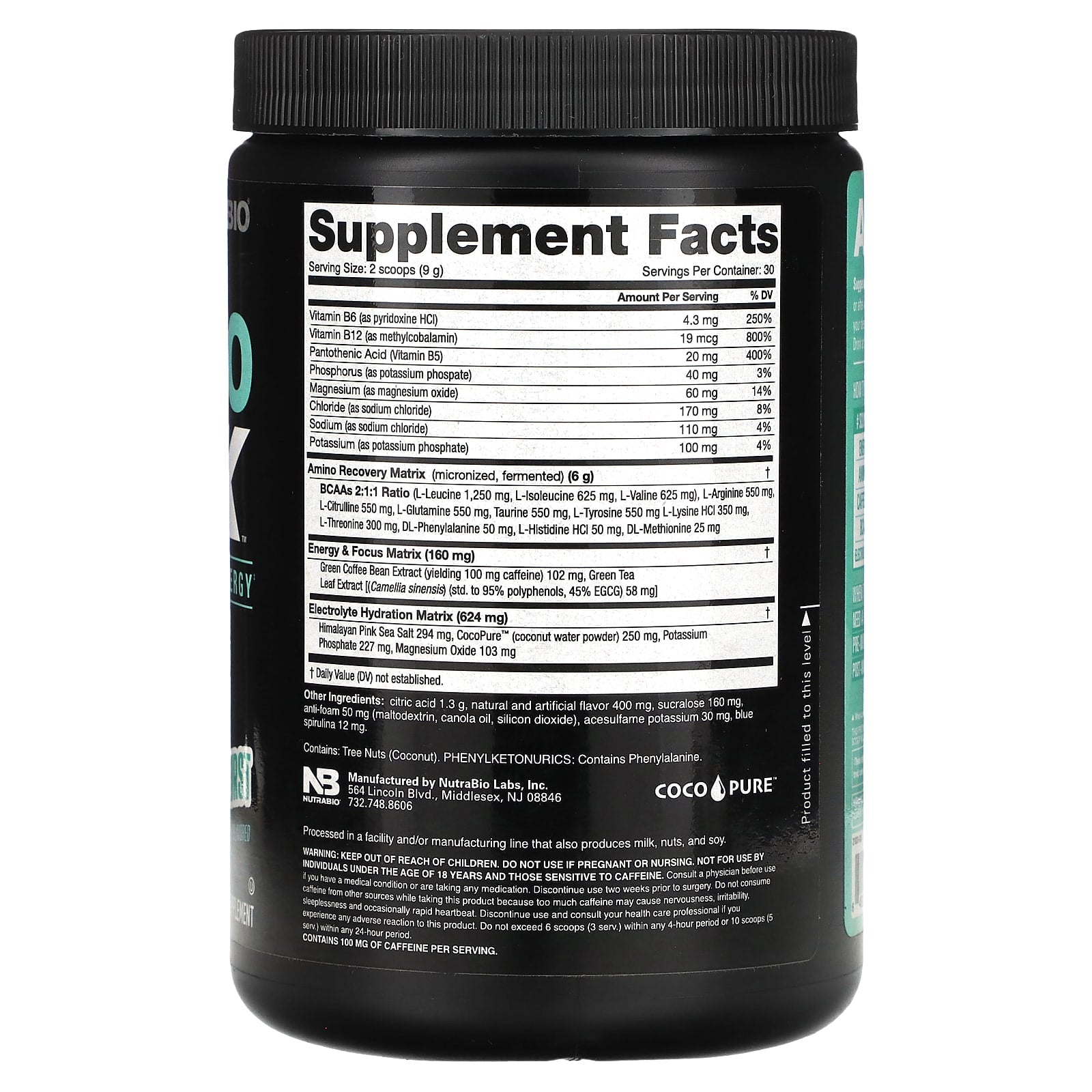 NutraBio, Amino Kick, Baja Burst, 0.6 lb (271 g) - Image 2
