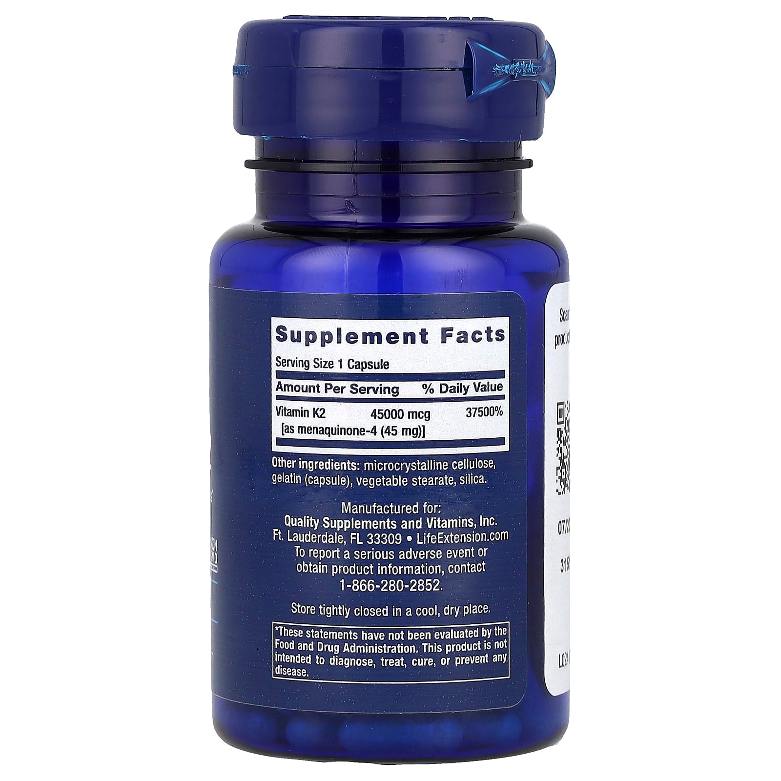 Life Extension, Mega Vitamin K2, 45,000 mcg, 30 Capsules - Image 2