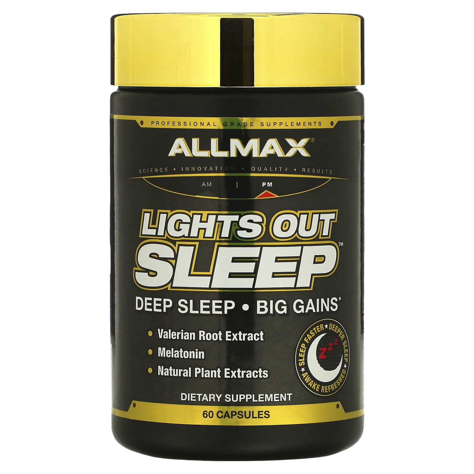 ALLMAX Lights Out Sleep, 60 Capsules - Deep, Restful Sleep Supplement - Image 1
