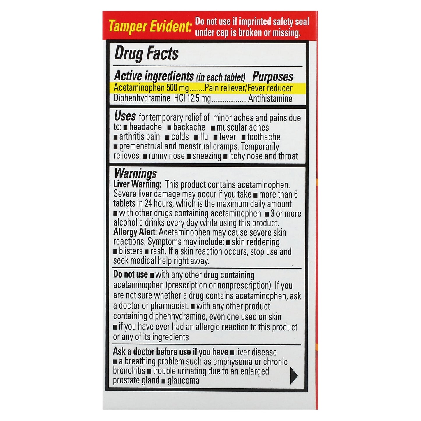 Percogesic, Acetaminophen/Diphenhydramine HCl, Extra Strength, 60 Easy To Swallow Coated Tablets - Image 2