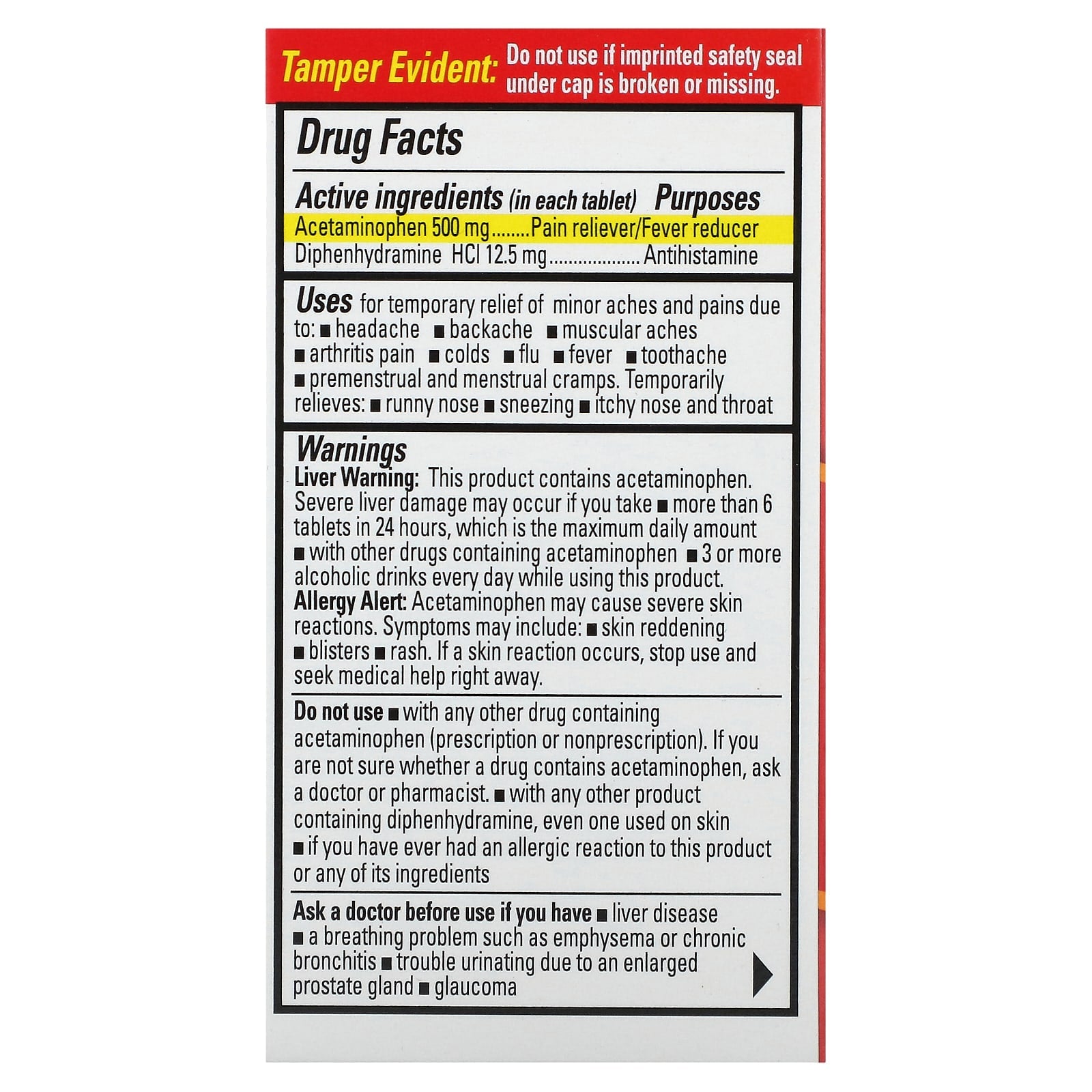 Percogesic, Acetaminophen/Diphenhydramine HCl, Extra Strength, 60 Easy To Swallow Coated Tablets - Image 2