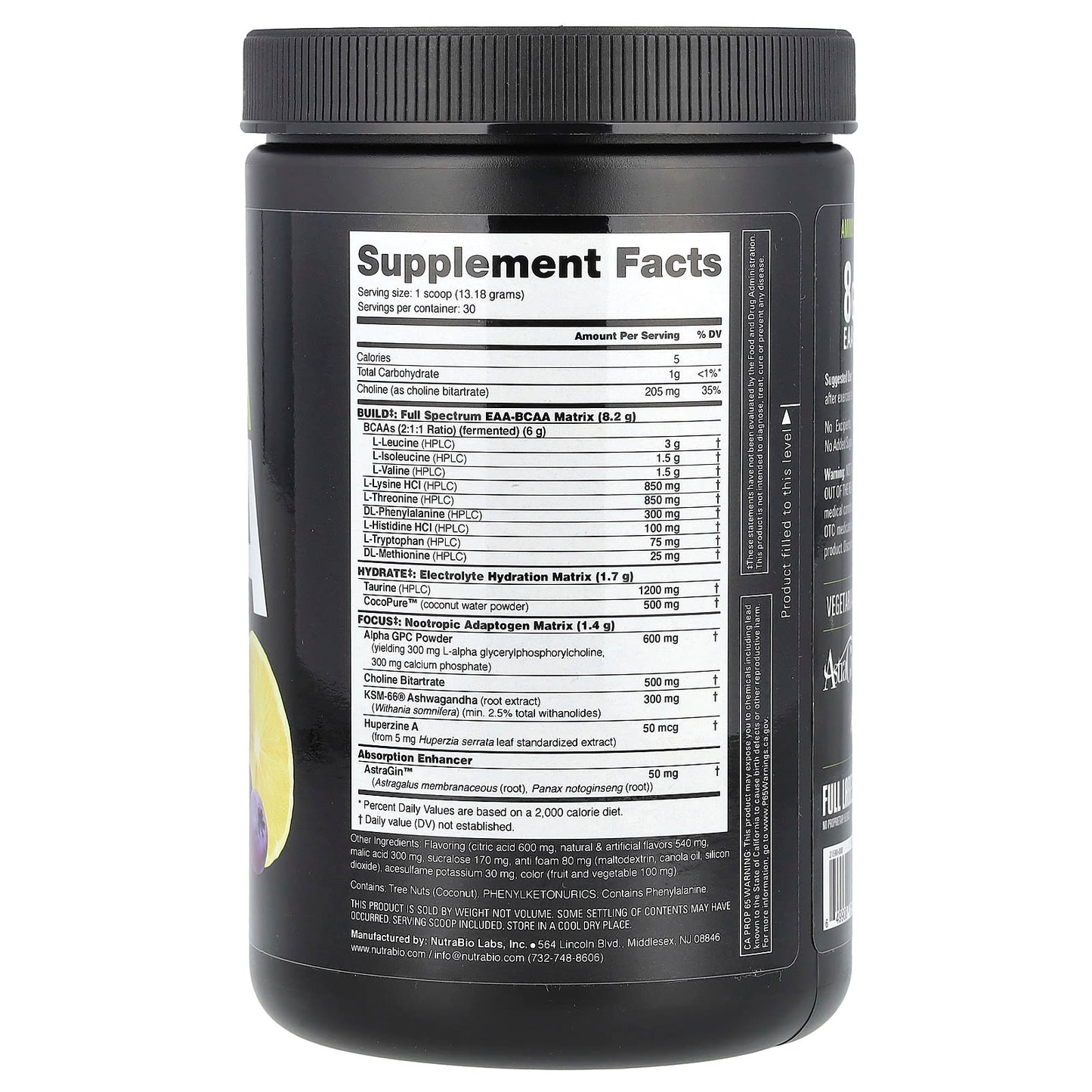 NutraBio, Alpha EAA, Blueberry Lemonade, 0.87 lb (395 g) - Image 2