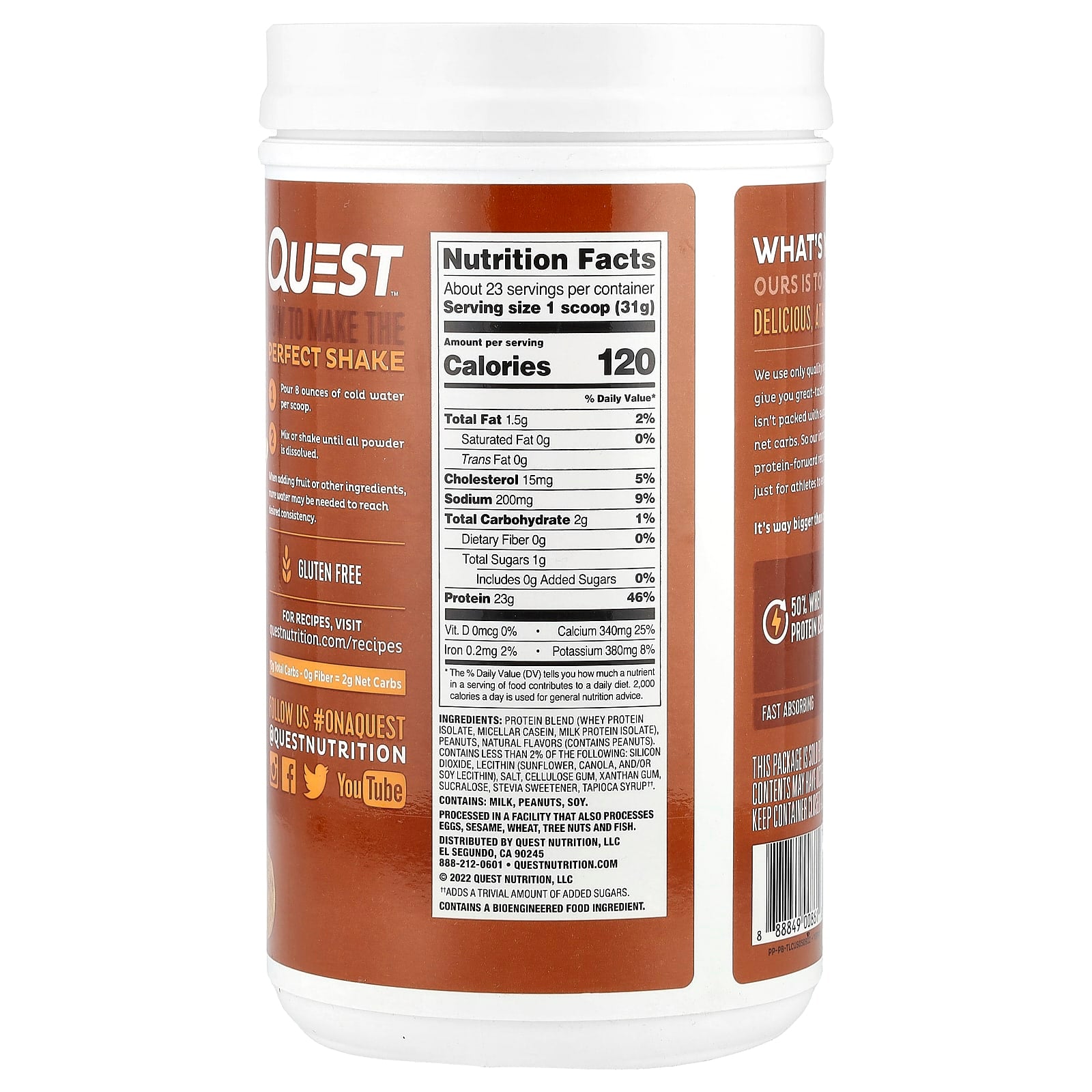 Quest Nutrition, Protein Powder, Peanut Butter, 1.6 lb (726 g) - Image 2