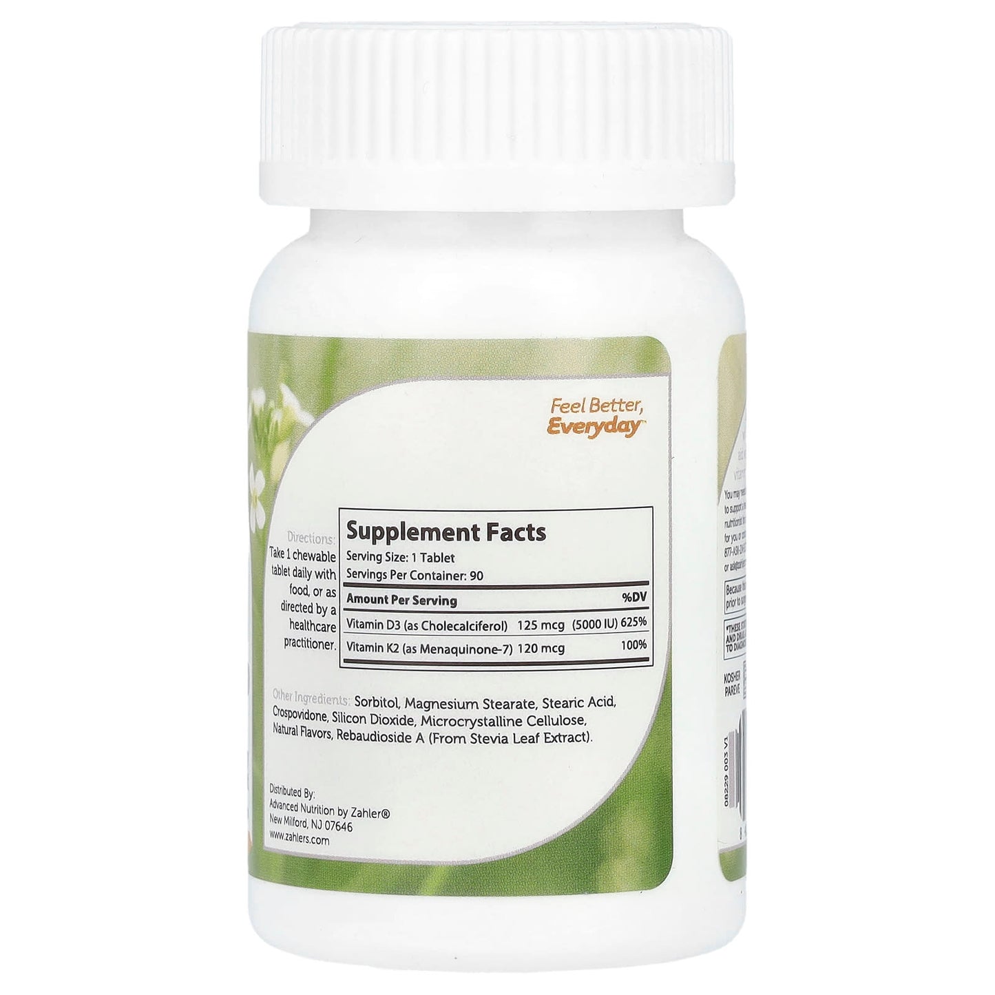 Zahler, Vitamin D3 & K2, Peach Apricot, 90 Chewable Tablets - Image 2