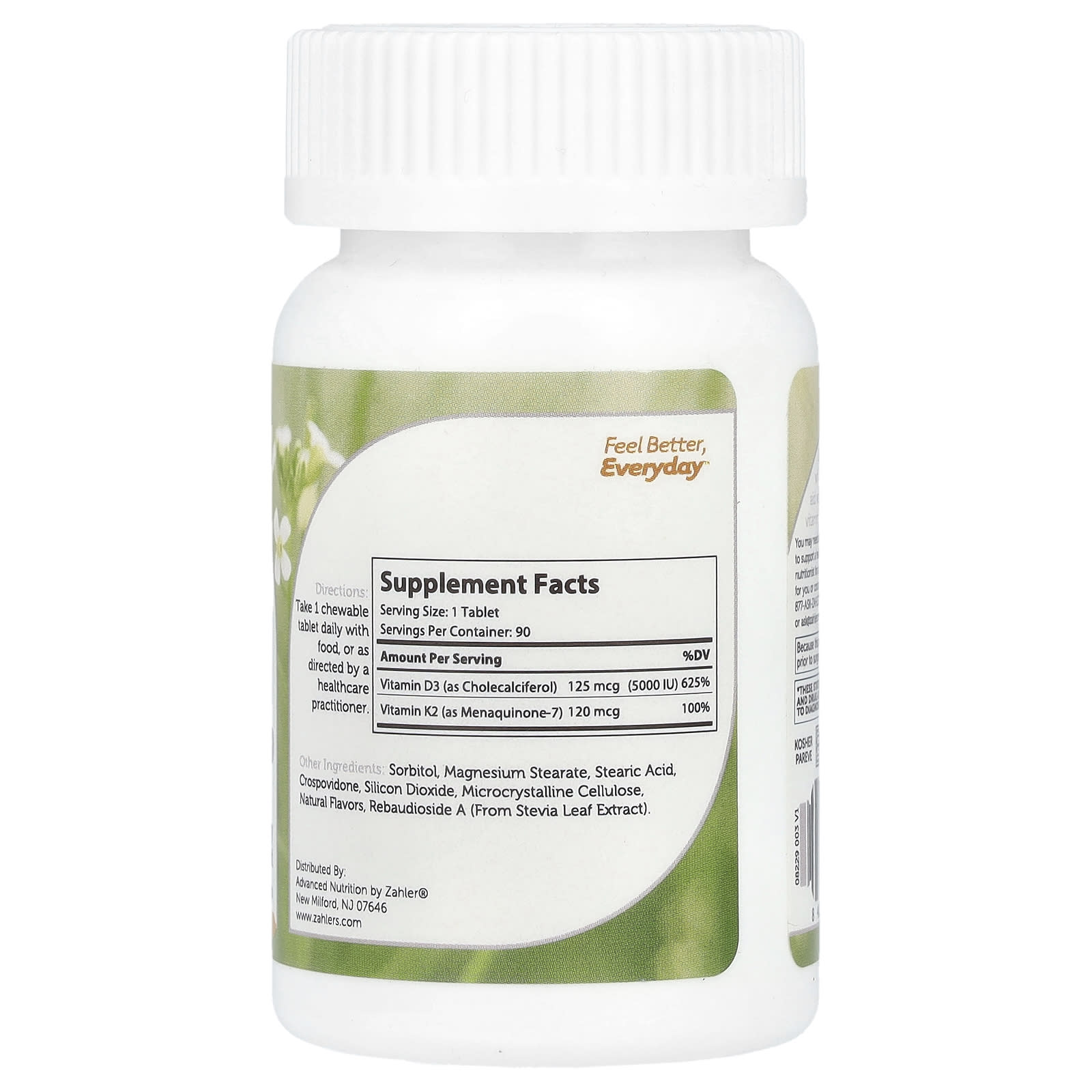 Zahler, Vitamin D3 & K2, Peach Apricot, 90 Chewable Tablets - Image 2